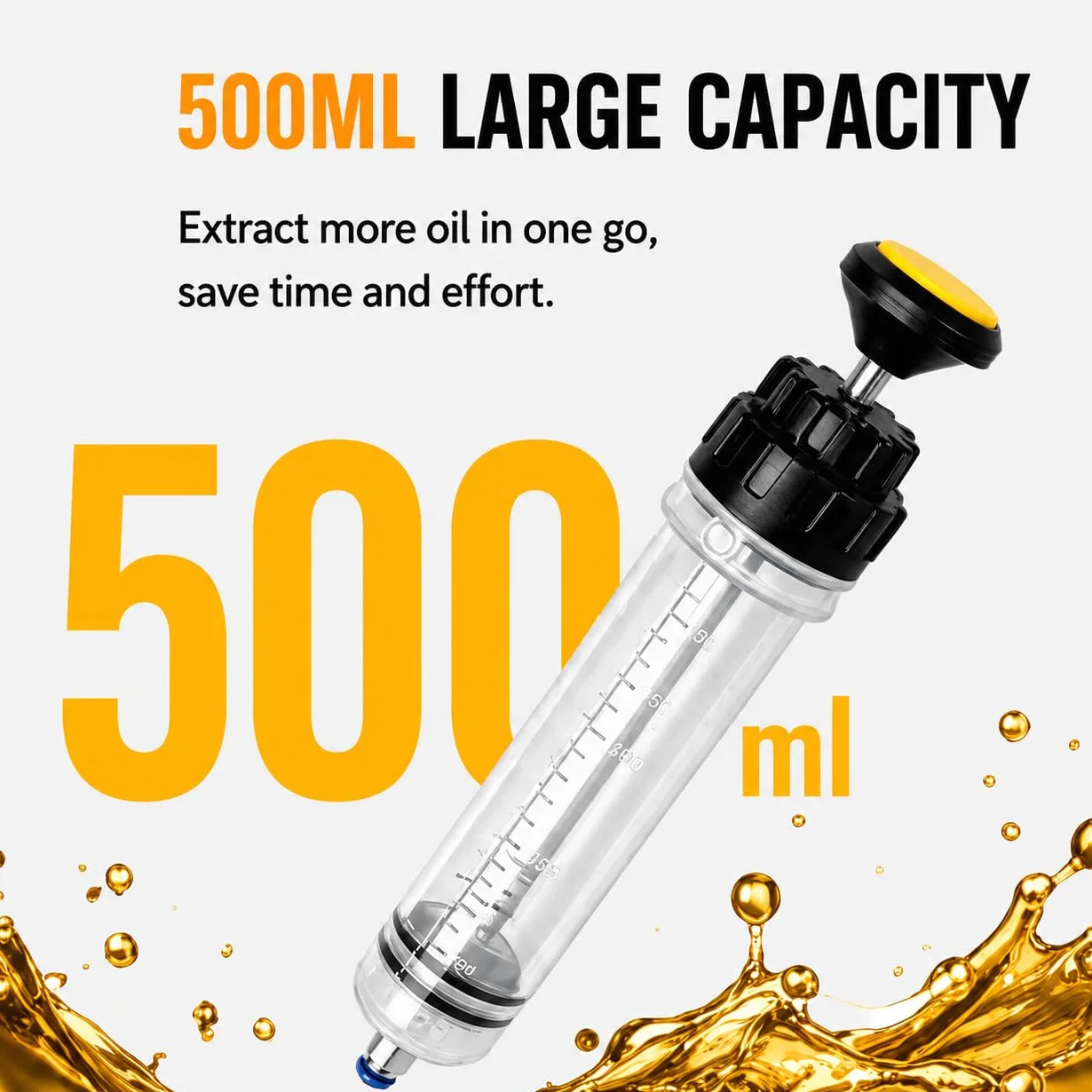 Siringa Aspirazione Olio 500 ml Estrattore Olio Motore Pompa Manuale con Tubo di Prolunga