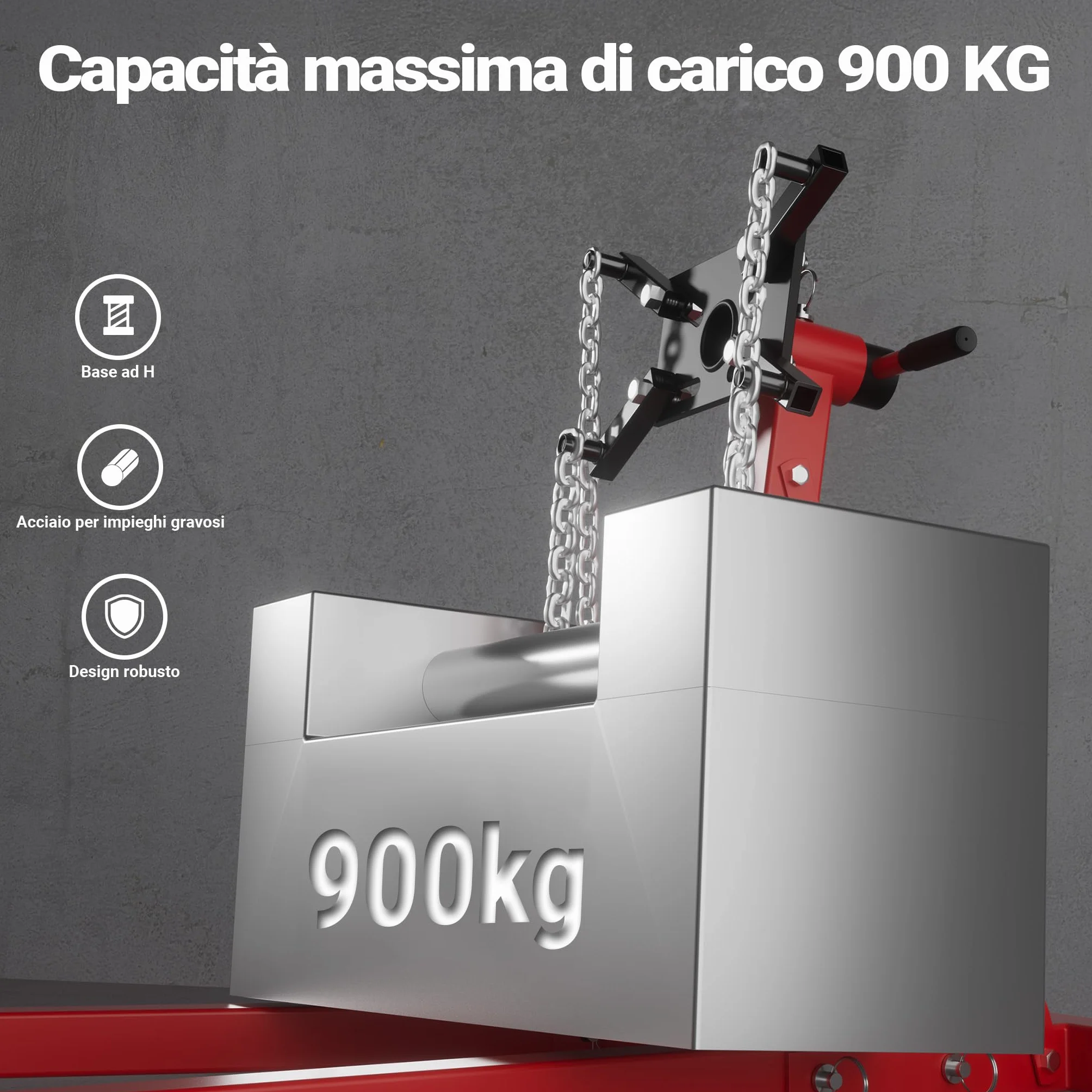 Wiltec Cavalletto Sostegno Motore Max 900 kg Sollevatore