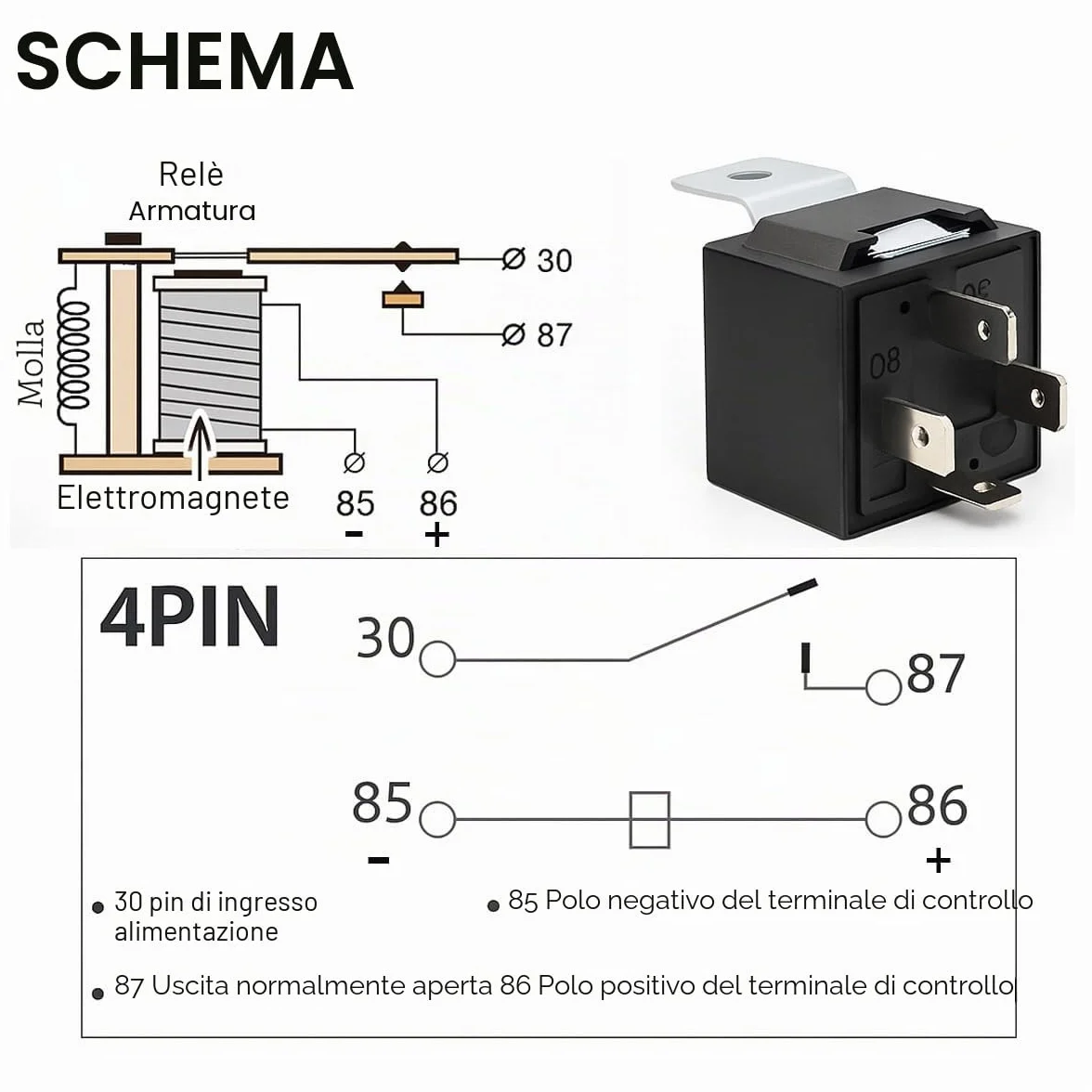 Gebildet 2 pezzi JD1912 Cablaggio Relè per Auto 12V 40A 4 Pin SPST 12AWG Prese per Cablaggio Con Diodo Integrato per Autocarri Furgoni Moto Barche