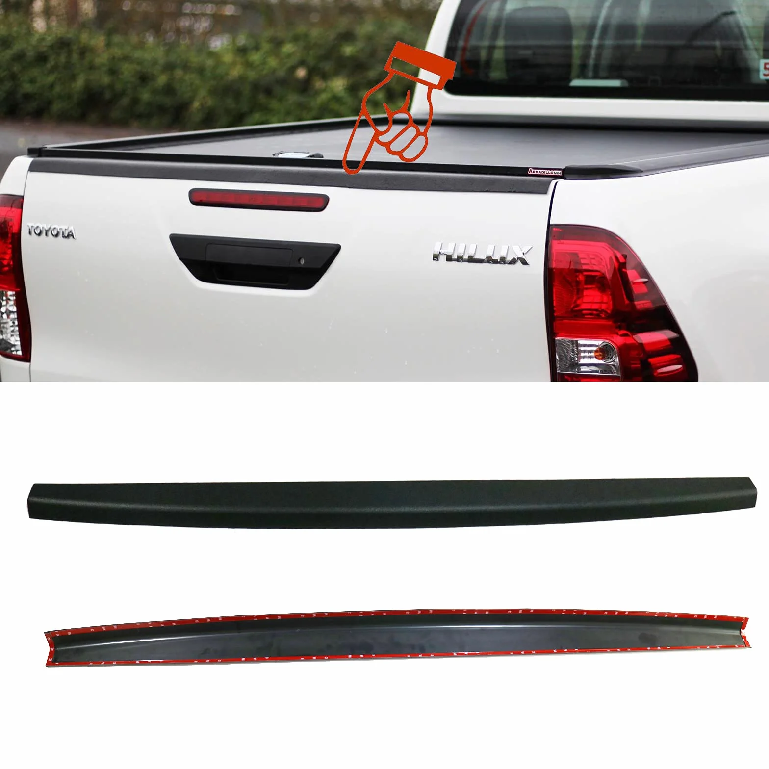 Protezione Bordo Portellone Toyota Hilux 2016-2020 2021-2026 Copertura Cassone LLDPE 3.5mm Anti-Urto Nero Opaco