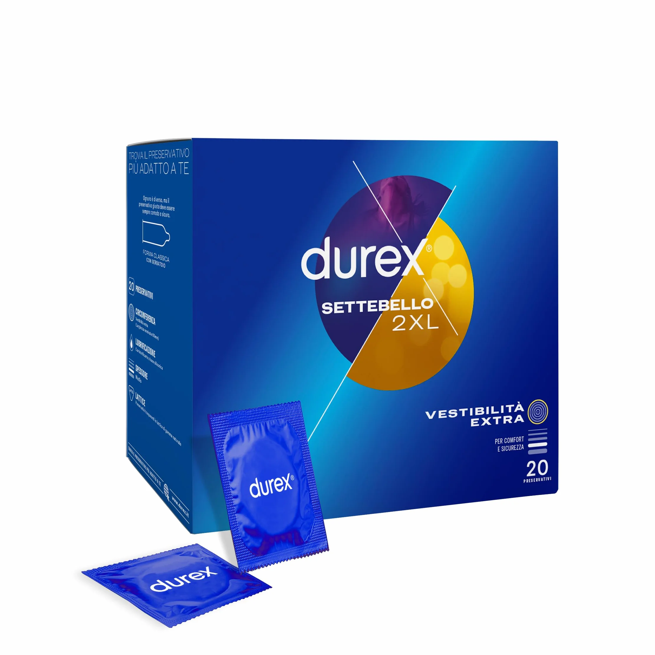 Durex Settebello XXL Preservativi 2XL 20 Profilattici