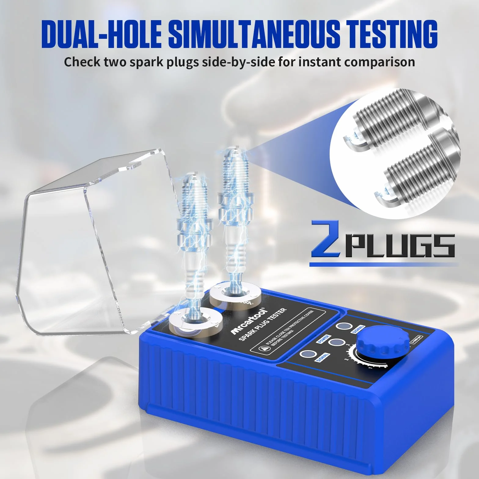 Tester per candele di accensione 220 V 12 V doppio foro regolabile per auto MRCARTOOL