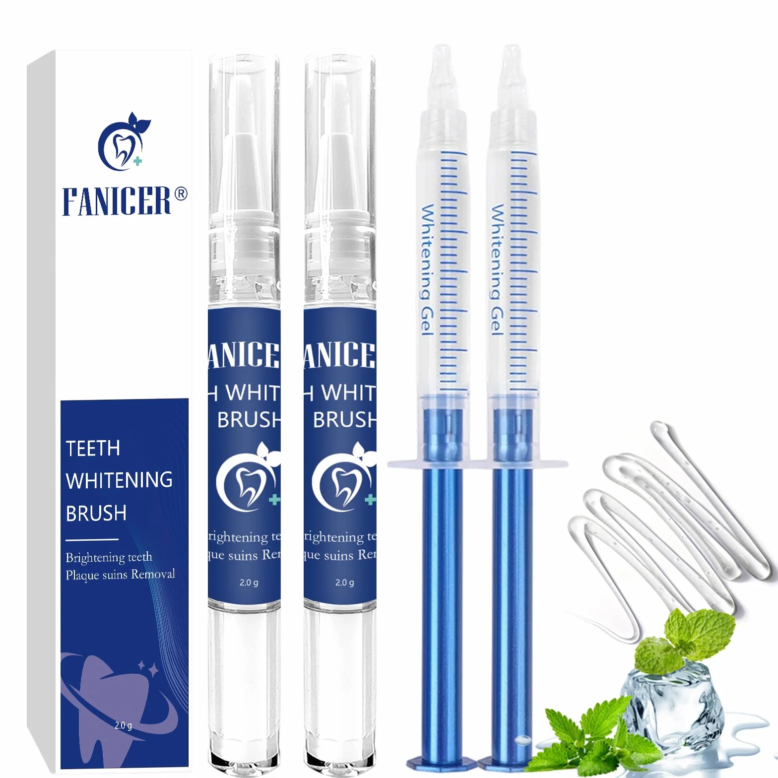 Kit Sbiancamento Denti Professionale, 2 Penne Sbiancanti + 2 Gel da 3ml, Eliminare Macchie da Caffè, Tè e Fumo
