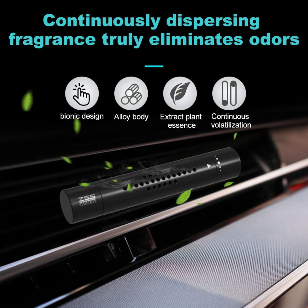 Deodorante Auto Alluminio con 10 Ricariche, Profumatore Diffusore Aromaterapia, Nero