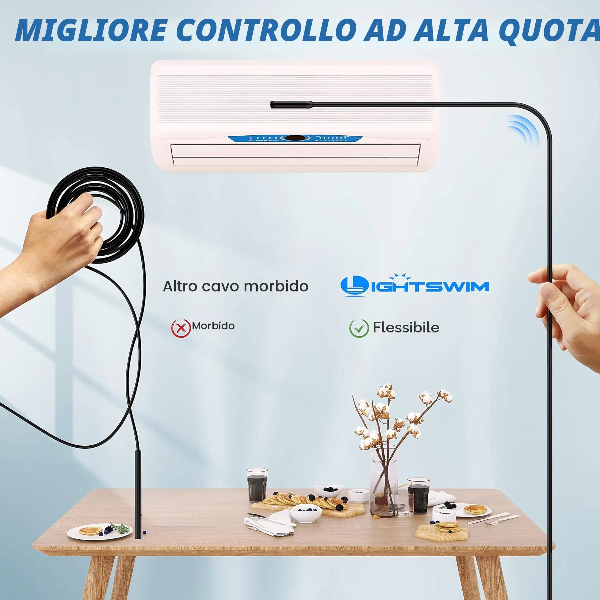 Lightswim Endoscopio industriale HD 1920P 4,3 pollici LCD telecamera ispezione cavo 5m LED