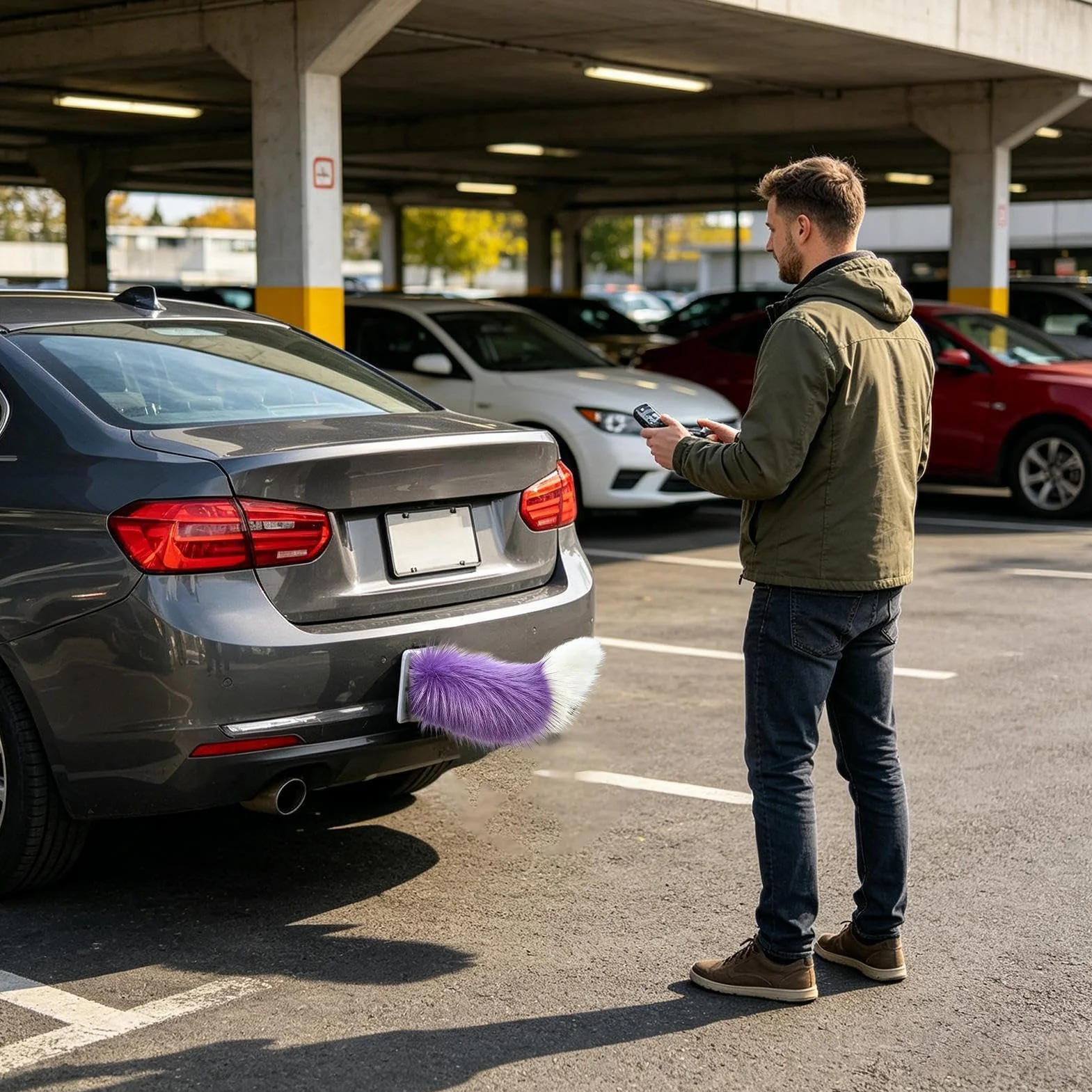Generico Scodinzolamento Elettrico della Coda: Telecomando Ricaricabile, Decorazioni Realistiche E, Coda 'Auto in Movimento, Accessorio per La Decorazione Esterna del Veicolo | Decorazione delle cod
