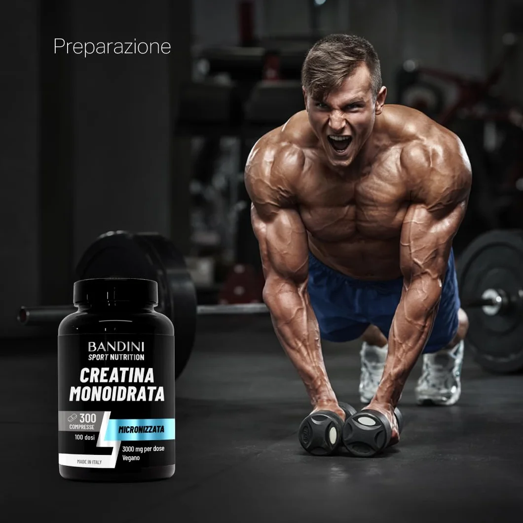 Bandini Creatina Monoidrata 300 Compresse 3000mg Integratore Allenamento Pre Workout Vegan