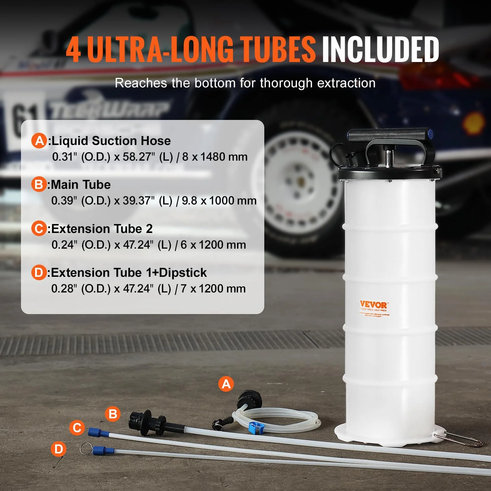 VEVOR Estrattore di Fluidi Pompa a Vuoto per Cambio Olio 6,5L Kit Aspiraliquidi Auto