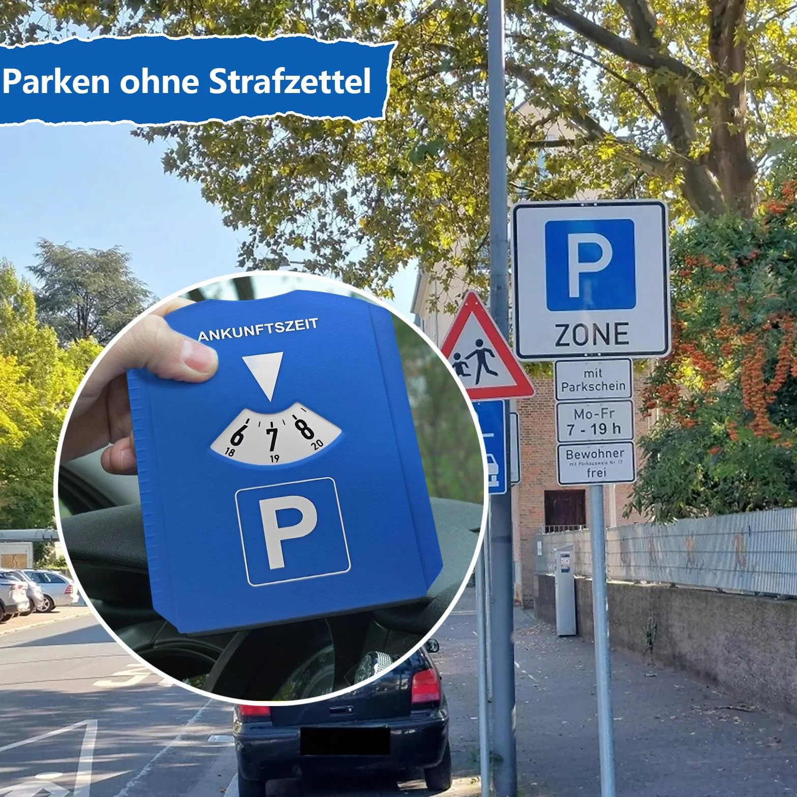 kinoco Parkscheibe mit Eiskratzer 2 in 1 Parkuhr Auto Motorrad Winter Eiskratzer Profiltiefenmesser