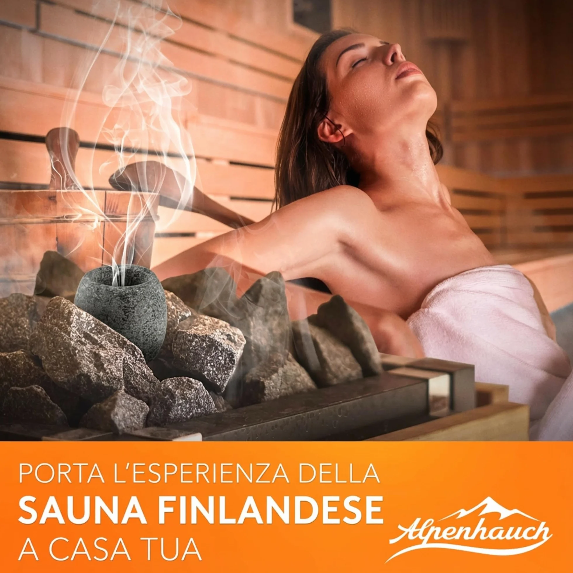 ALPENHAUCH Uovo per Sauna in Massiccio Pietra Ollare 5x5cm - Aromaschale per Profumo Intenso - Accessorio per Sauna