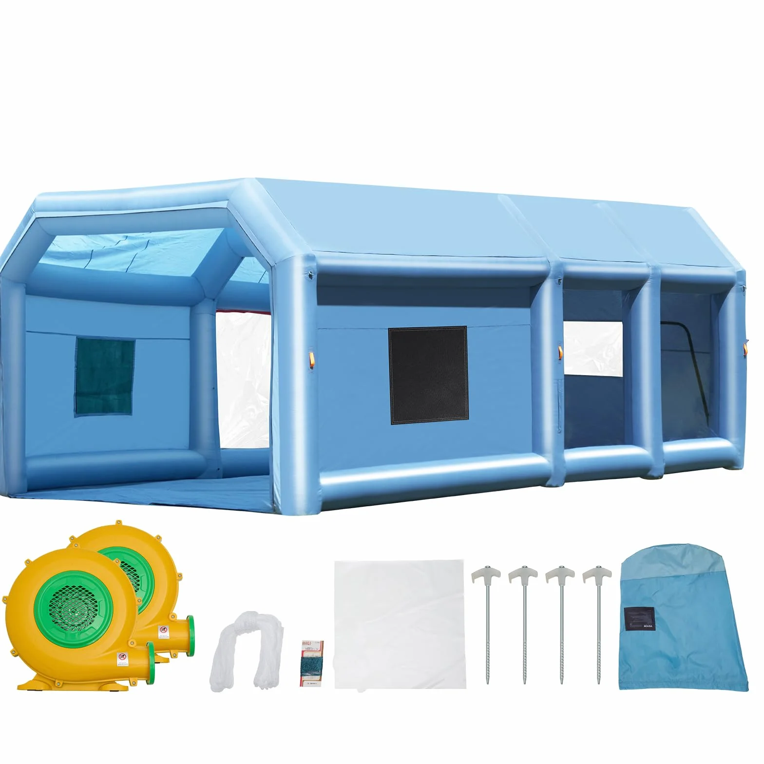 VEVOR Cabina di Verniciatura Gonfiabile, Tenda di Verniciatura Gonfiabile Portatile Potente Ventilatore, Sistema Filtro dell'Aria, Verniciatura per Auto Veicoli e Mobili 9 x 4,8 x 3,6 m, 950W + 750W
