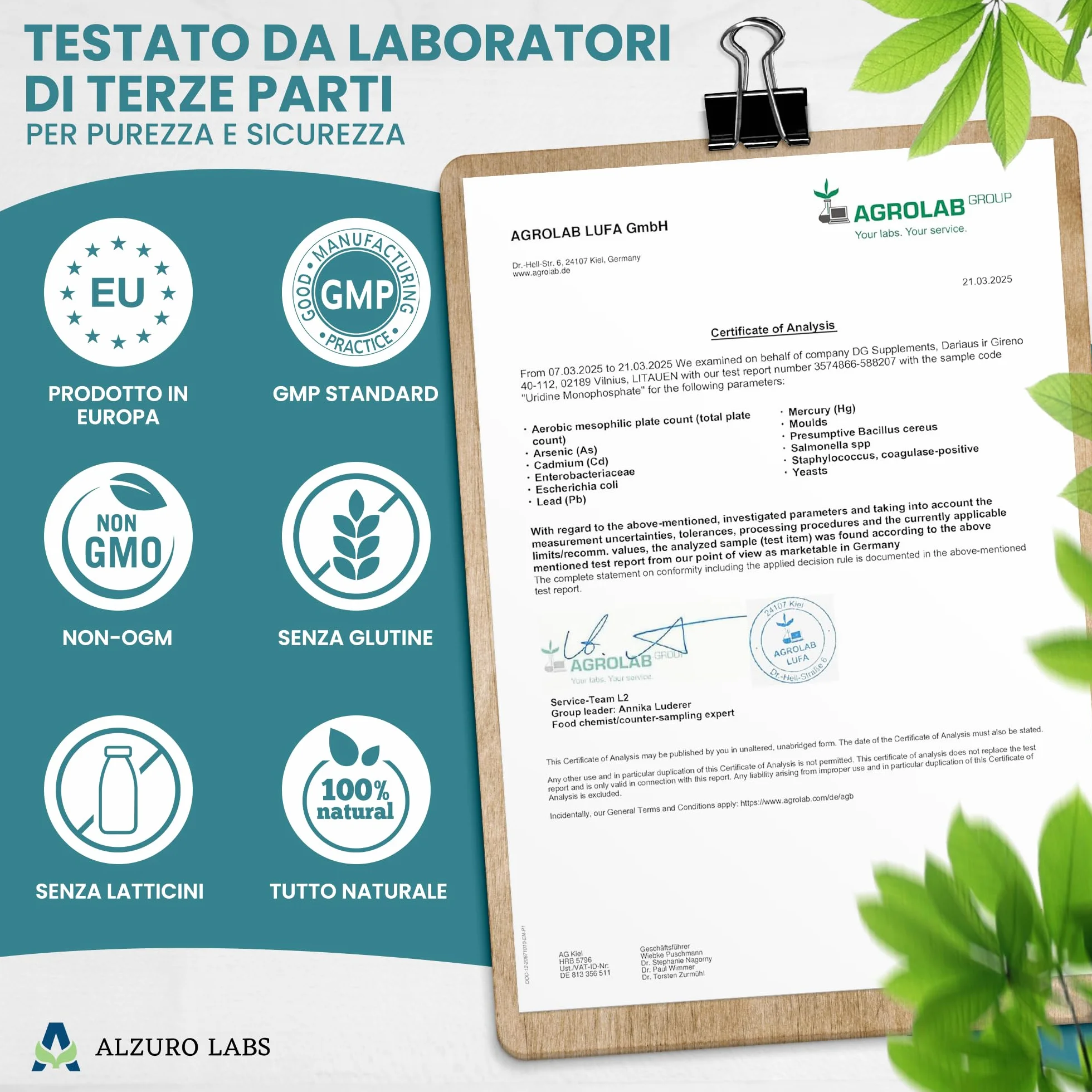 Uridina Monofosfato 250 mg 60 capsule vegane GMP Testato da Laboratorio Indipendente