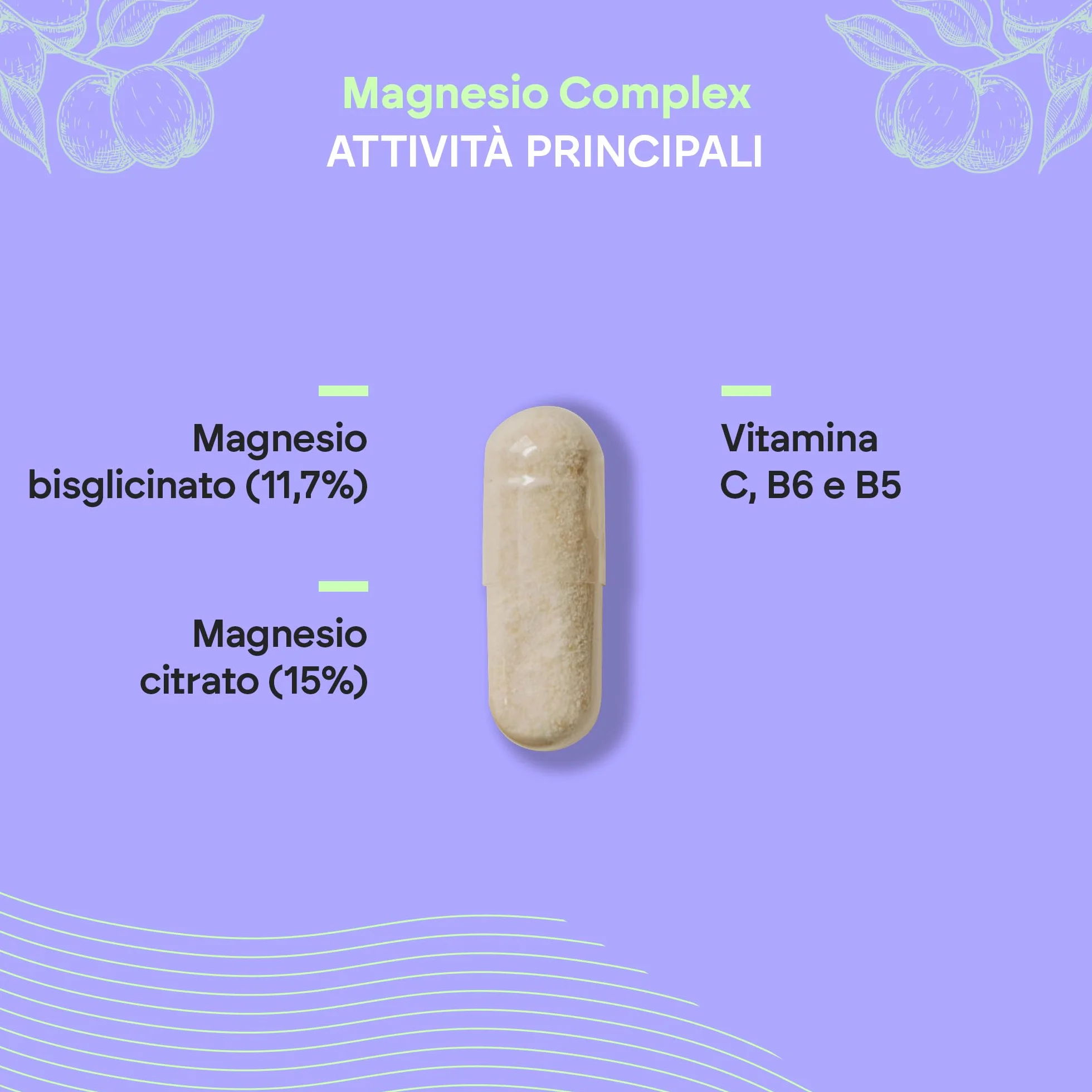 Magnesio Bisglicinato + Citrato 2145mg Vitamine B5 B6 C Stanchezza Fatica 120 Capsule Vegane Nutralie