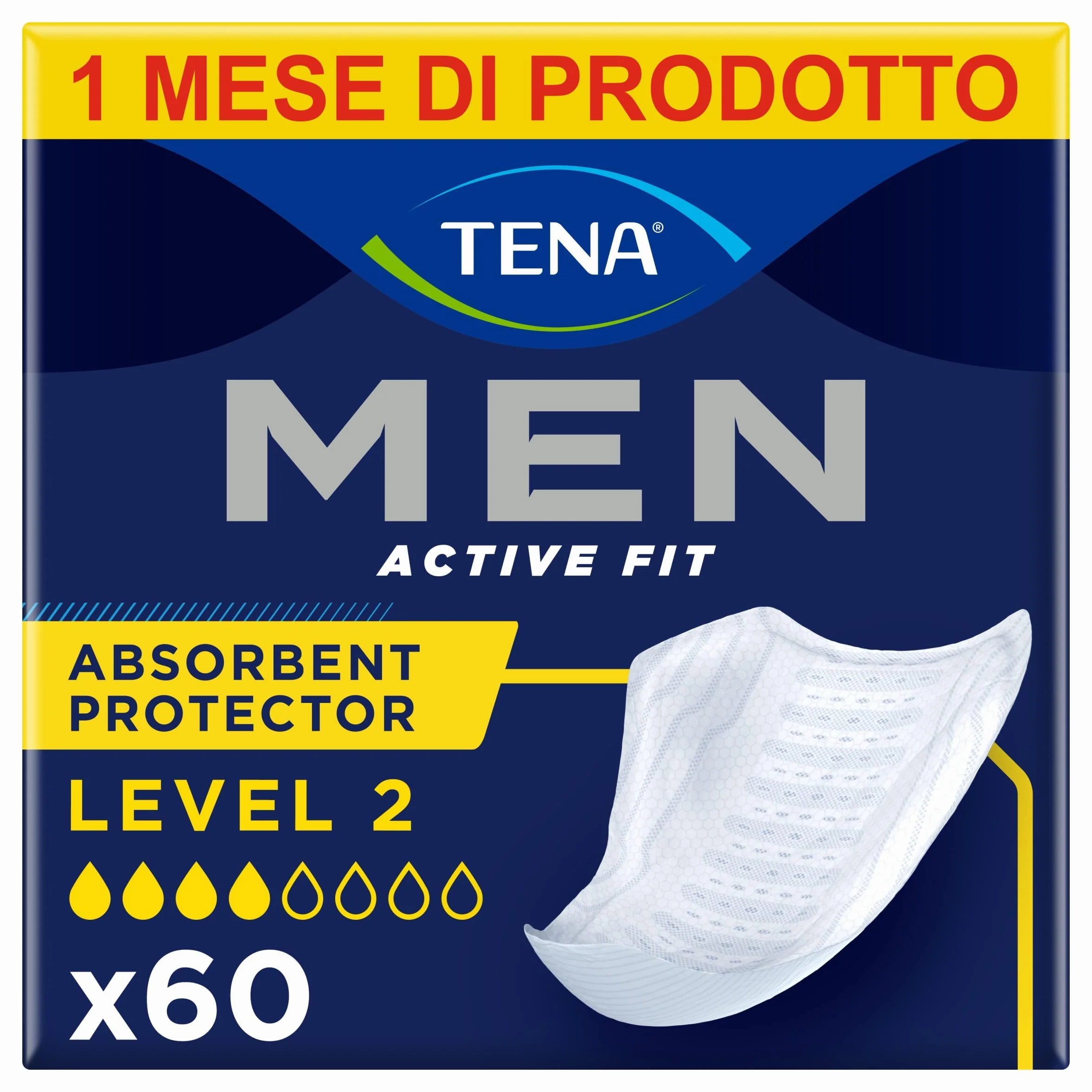 TENA MEN livello di protezione 2 Pacco Scorta Mensile 60 protezioni assorbenti per perdite urinarie maschili