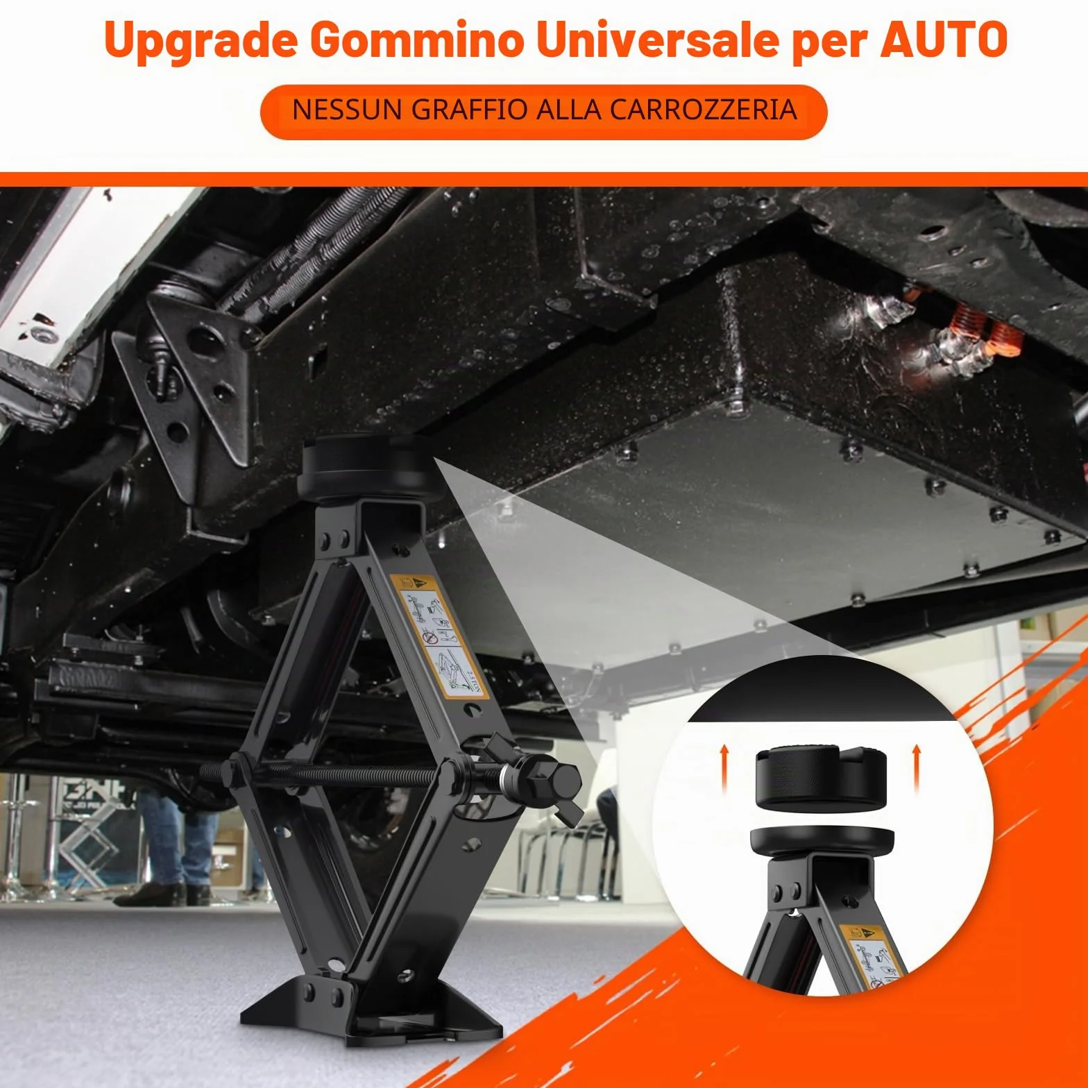 Cric Per Auto 2.5T 2500kg Universale Tampone In Gomma Portatile Con Chiave Per Dadi Ruota Kit Emergenza