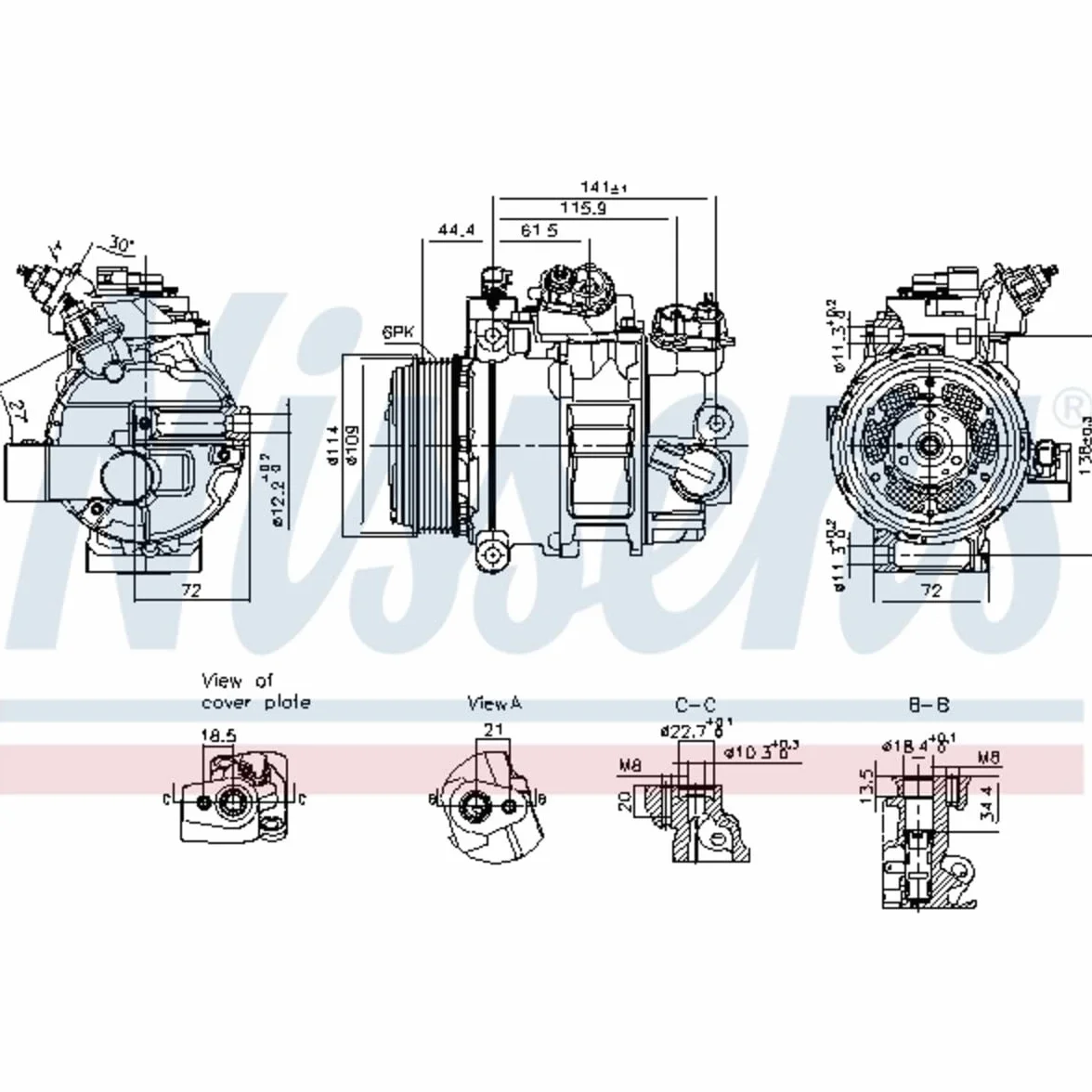 NISSENS Compressore Climatizzatore 890793 Compatibile con FORD C-MAX II FOCUS III