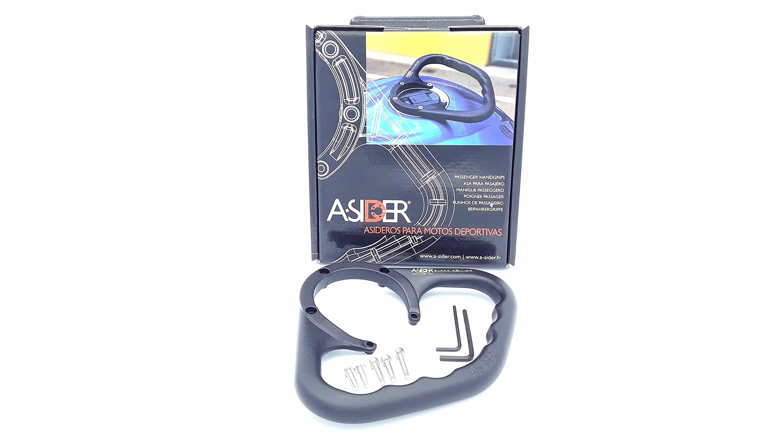 Moto Maniglia Serbatoio Nero A-SIDER Passeggero per l'installazione compatibile con alcuni modelli kawasaki