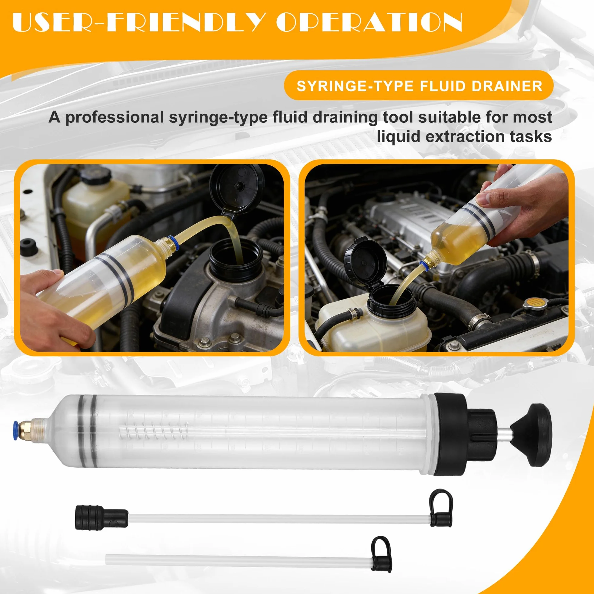 Nuangoo Pompa Aspira Olio Motore Manuale 500ml con Tubo Flessibile per Estrazione Liquidi