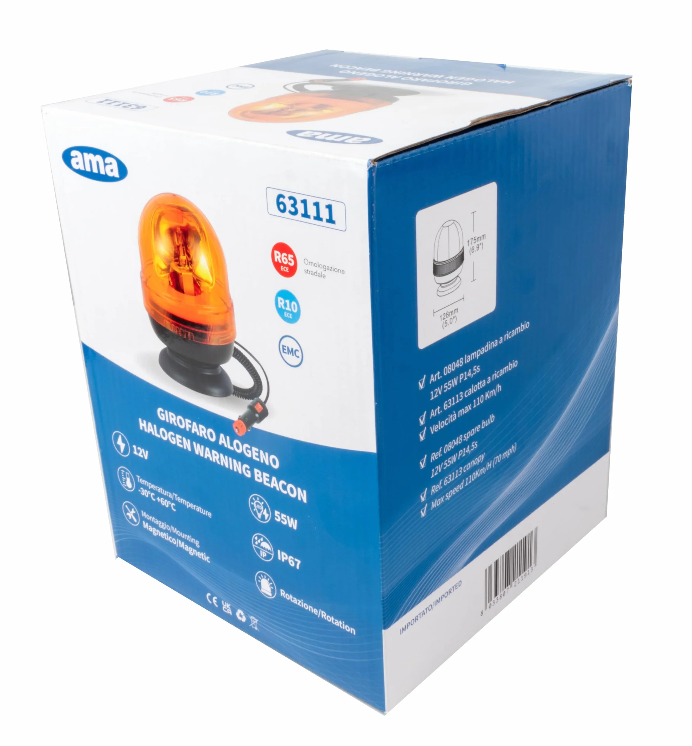 Ama Lampeggiante Alogeno 12V 55W IP66 Magnetyczny