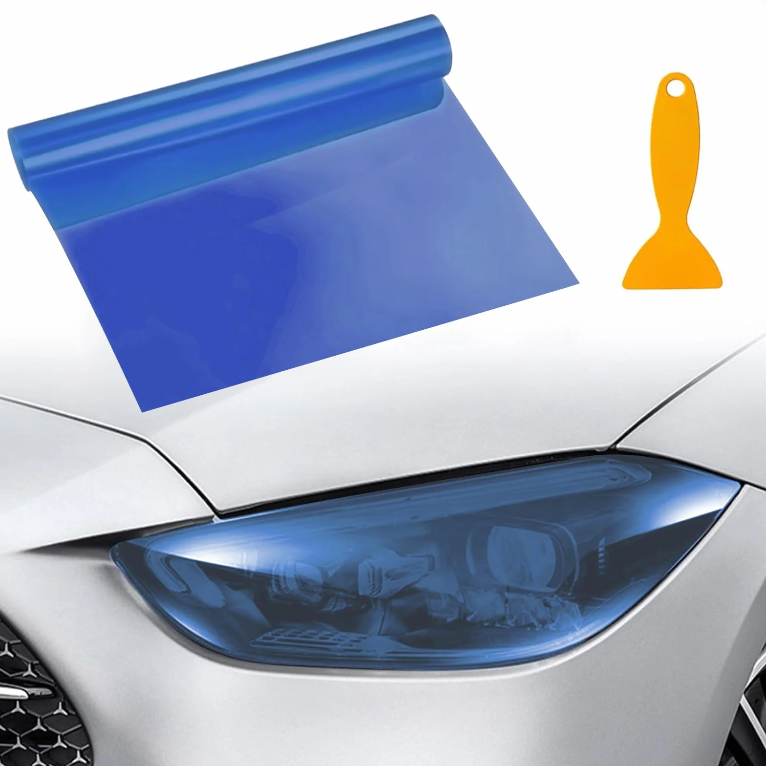 Pellicola oscurante fari auto, modifica del colore delle luci dell'auto, tagliabile, impermeabile, autoadesiva pellicola fari auto, 30 x 120 cm (Blu)