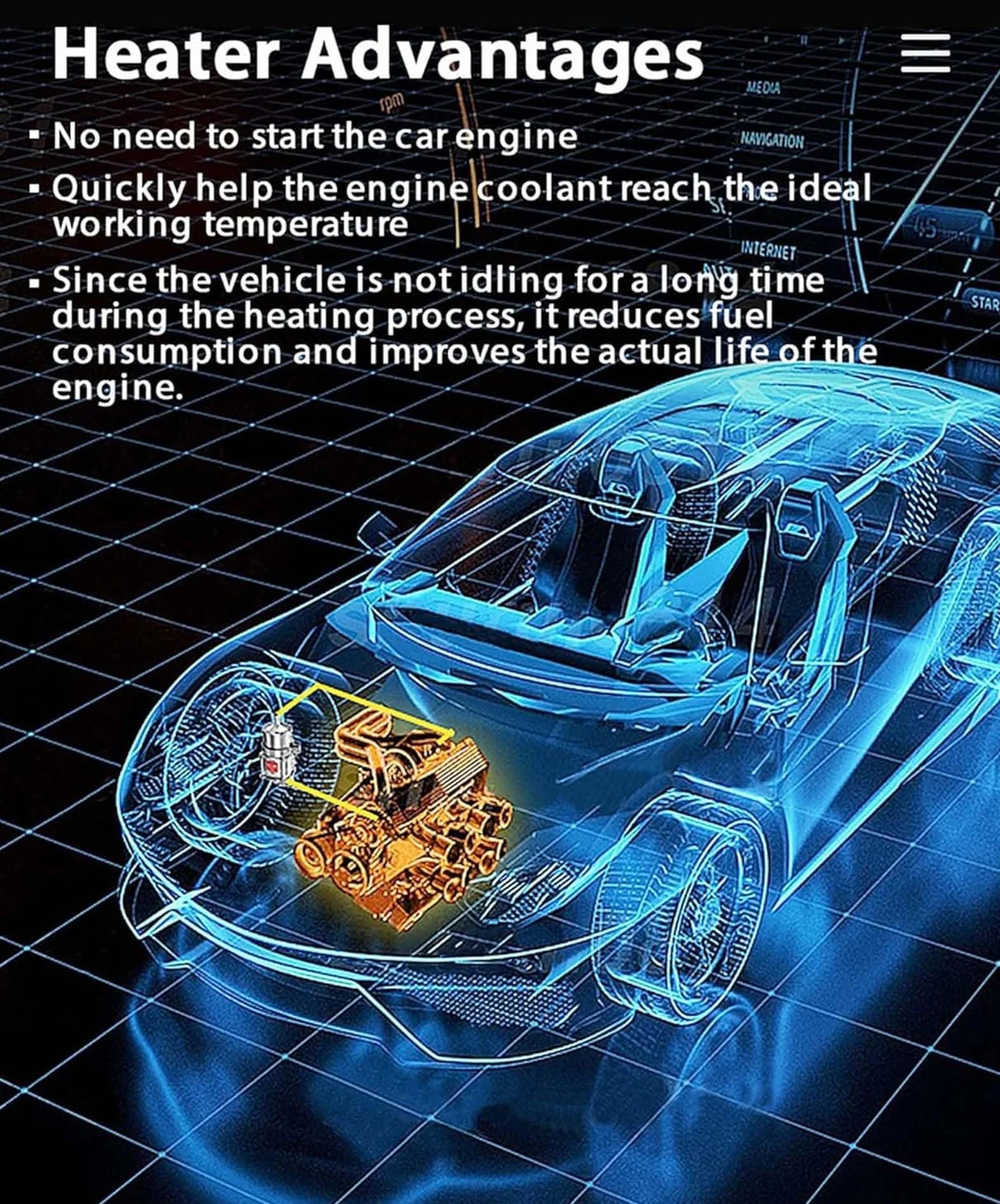 FJAUOQ Preriscaldatore del Motore Riscaldatore del Motore Diesel da 3000 W 220V‑240V 60°C-85°C Preriscaldatore del Riscaldamento del Parcheggio dell'auto,E