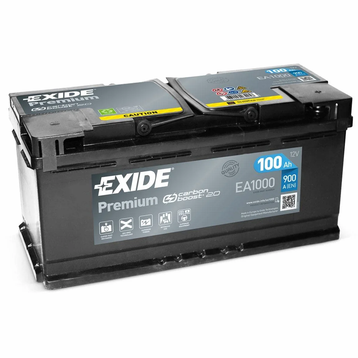 Exide Premium Carbon Boost Car Battery 100Ah 900 A/EN