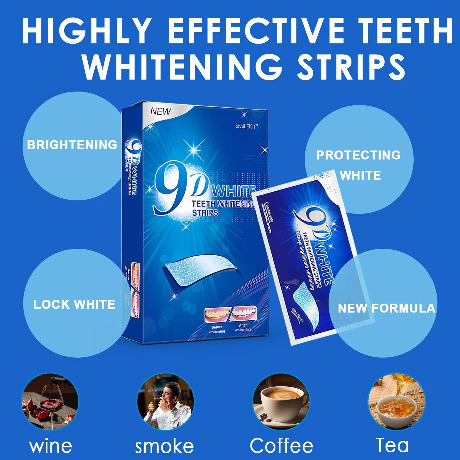 Strisce Sbiancanti Denti Professionale 28 Strips Whitening Sbiancamento Delicate Rapide Rimuove Macchie Profonde