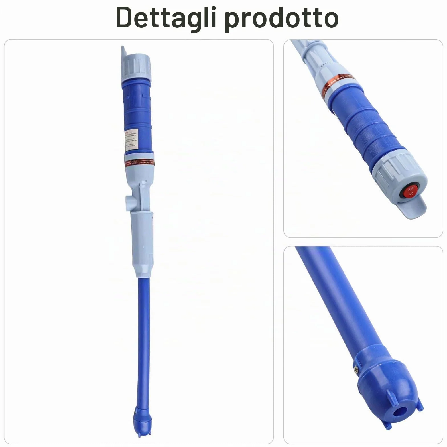 Pompa elettrica a batteria trasferimento liquidi sifone acqua olio carburante tubo 62 cm portatile blu