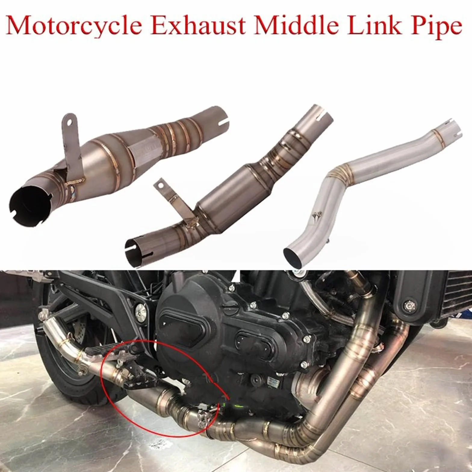 Moto Slip-on Fuga Di Collegamento Tubo Decat Terminale Di Scarico Header Per Benelli Leoncino 500 BJ500 Motore(1)