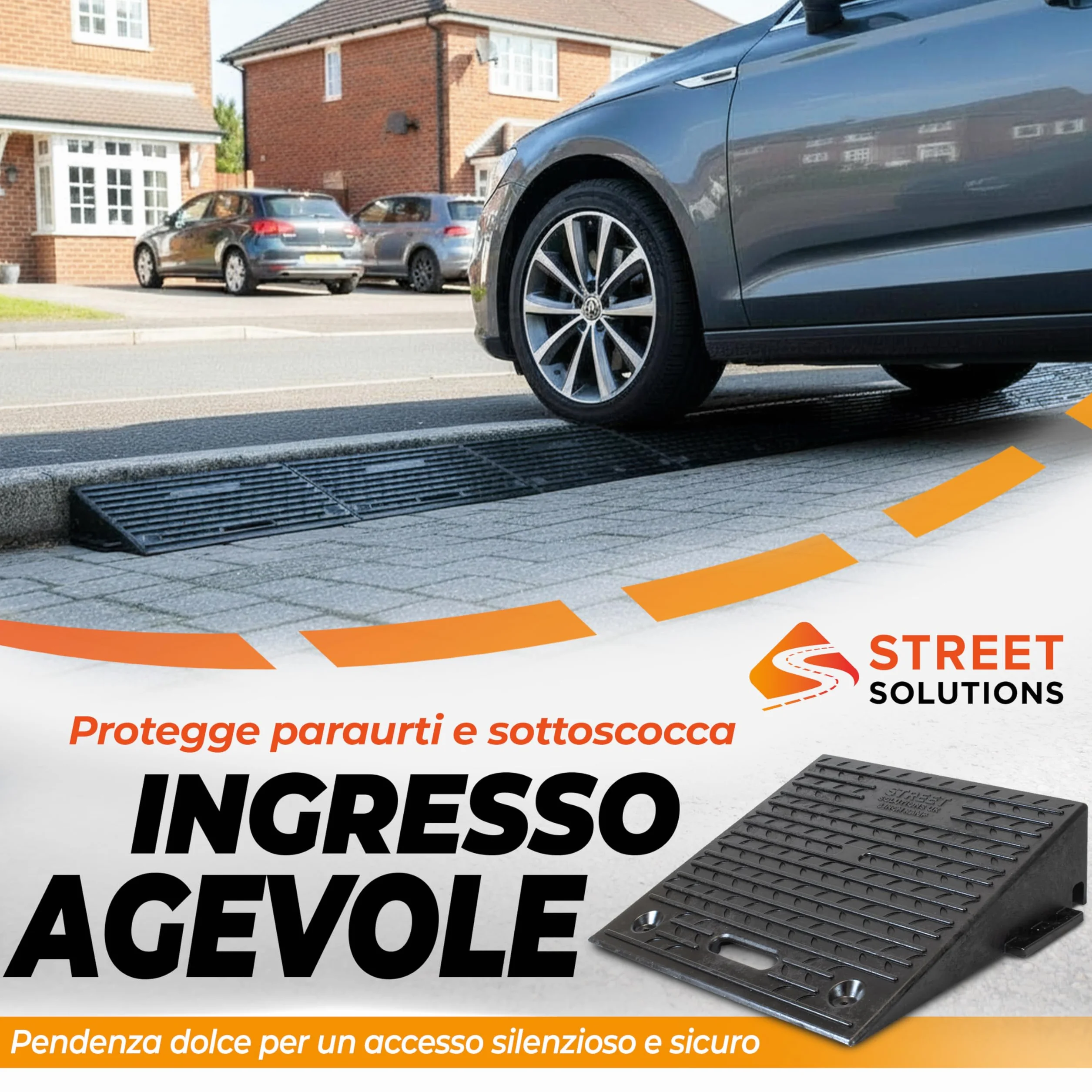 Street Solutions UK Set 2 Rampa per Disabili e Sedia - Rampa per Sedia a Rotelle 10 cm - Rampe per Disabili in Gomma Antiscivolo per Marciapiede, Garage, Moto e Soglia