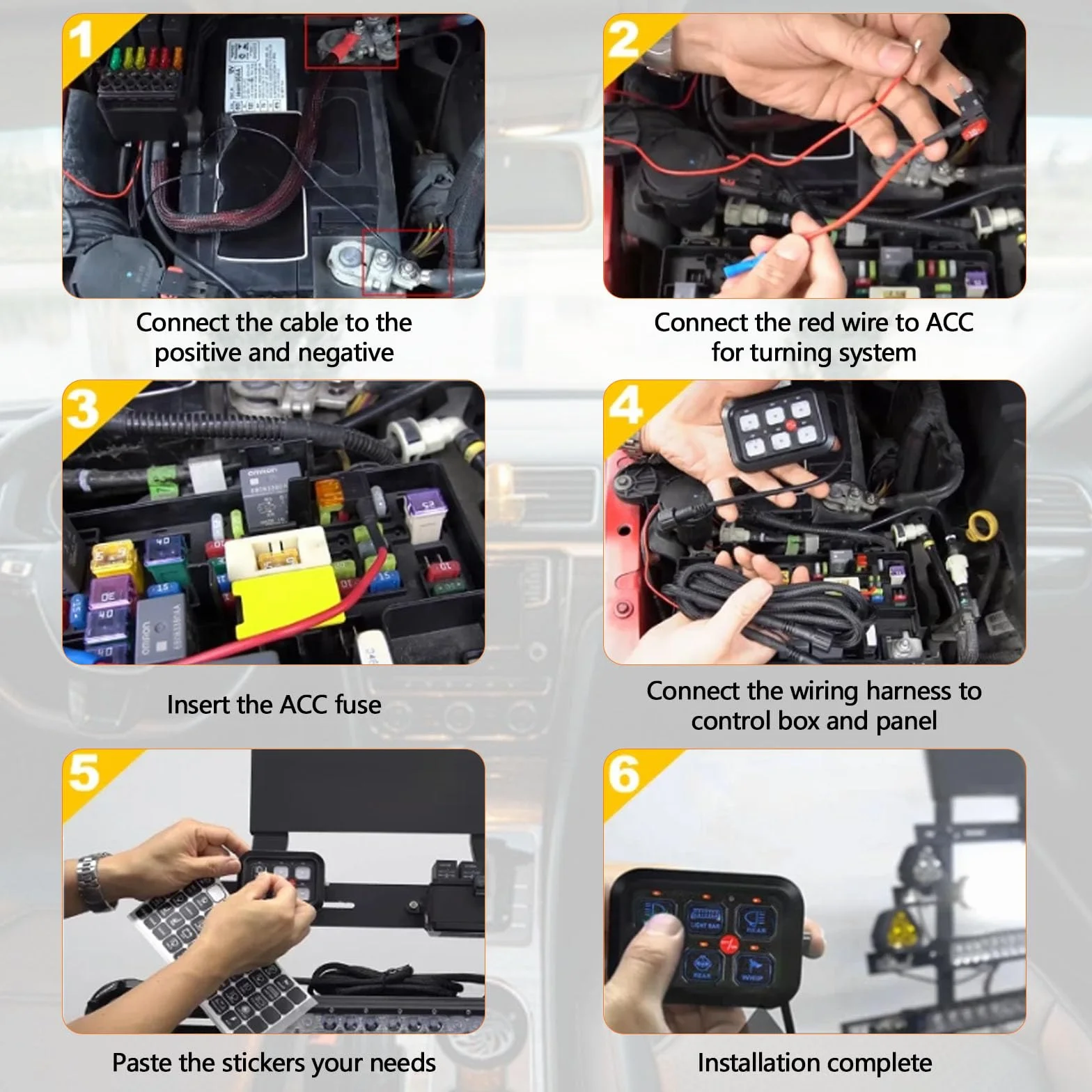 Pannello interruttori 6 bande 12V controllo circuito universale kit intelligente interruttori touch dimmerabili RGB sette colori auto camion SUV camper barca
