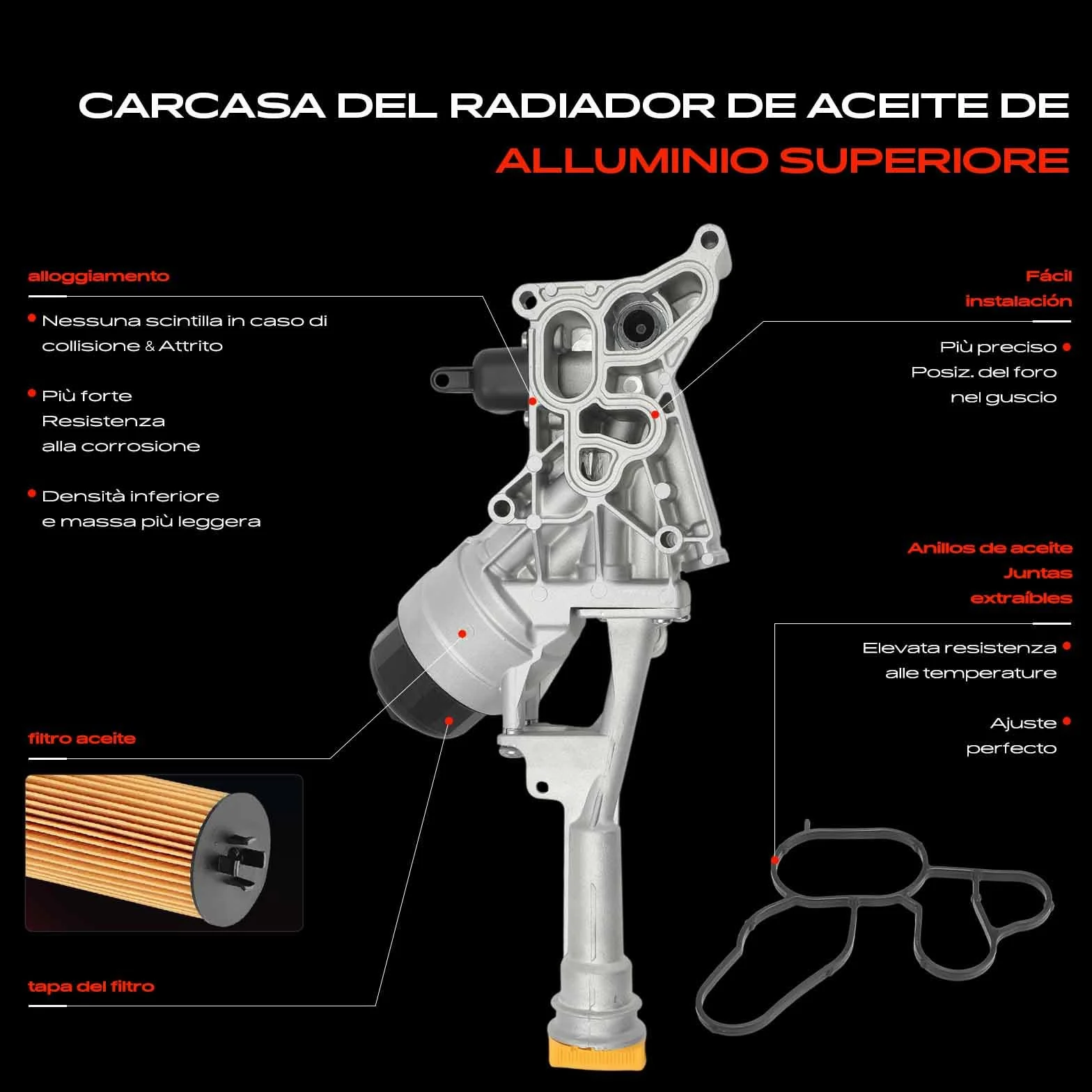 Frankberg Radiatore dell'olio Motore Alloggiamento del filtro dell'olio Diesel Compatibile con 169 312 319 Van 312 519 Punto 199