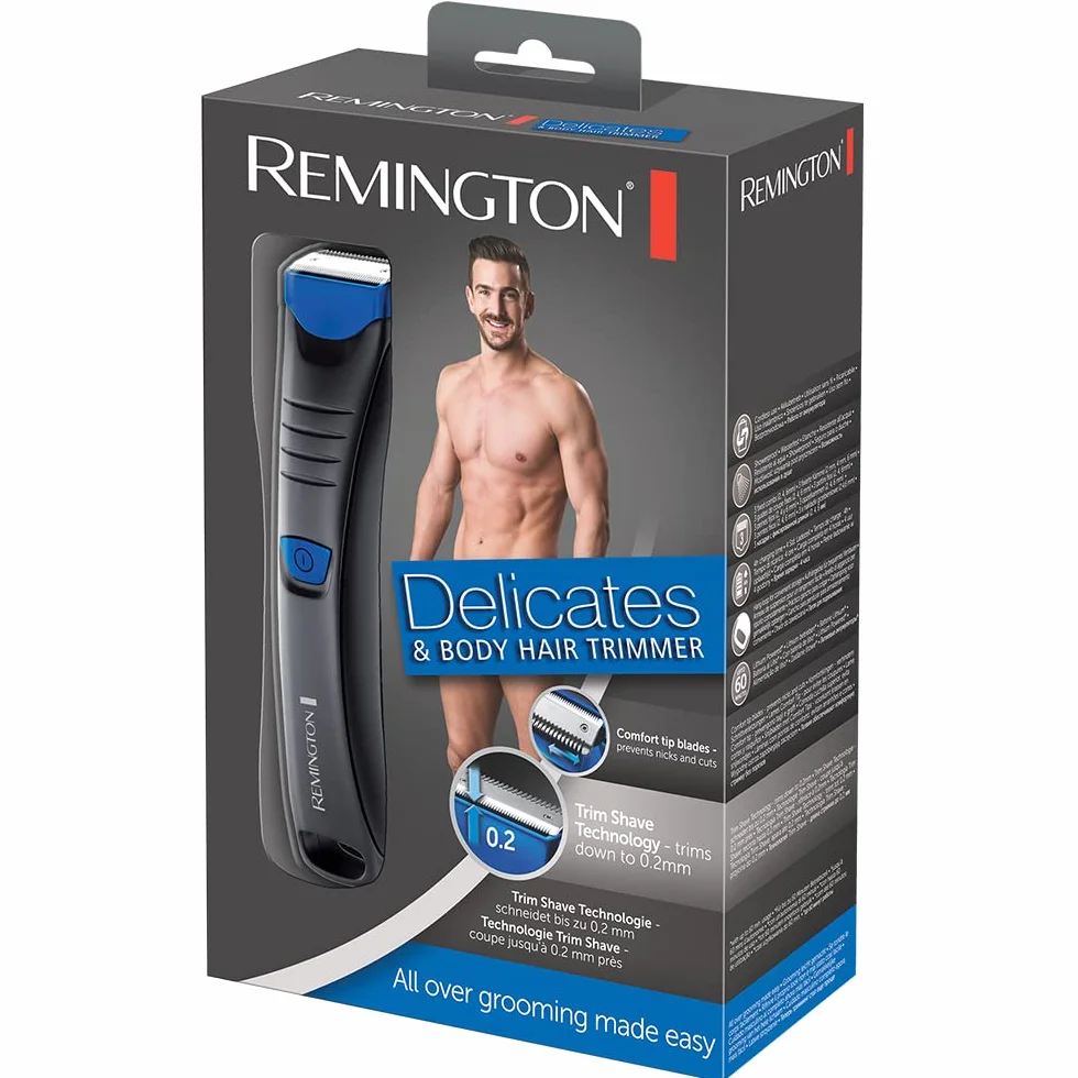 Remington BHT250 Trymer do Ciała, Intymny, Pachy, Krótkie Włosy, 0.2 mm Ostrze Dwustronne, 3 Grzebienie