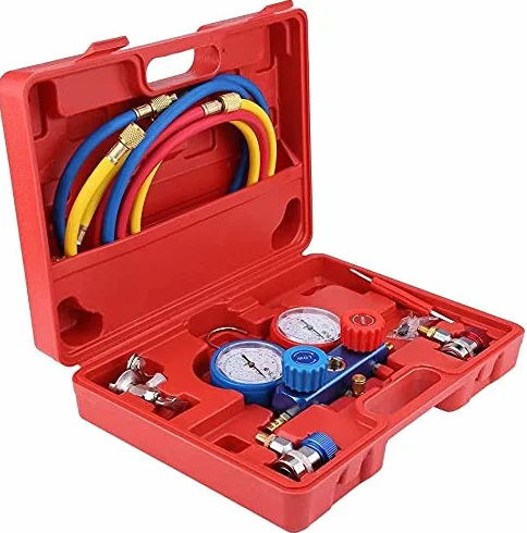 KATSU Tools R134a Set manometro collettore A/C condizionatore d'aria con tubo ricarica 5 piedi