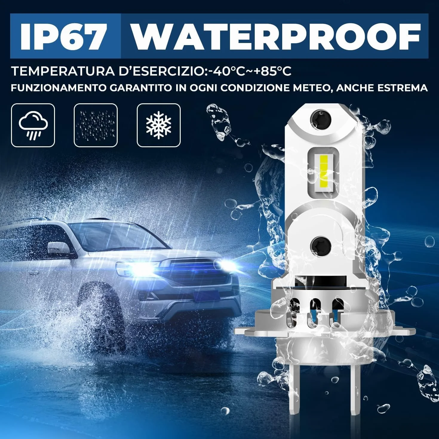 LUXLIGHT Lampadina LED H7 H18 PRO 28000LM 60W 12V 6500K Bianco 2PZ Kit Auto Fari