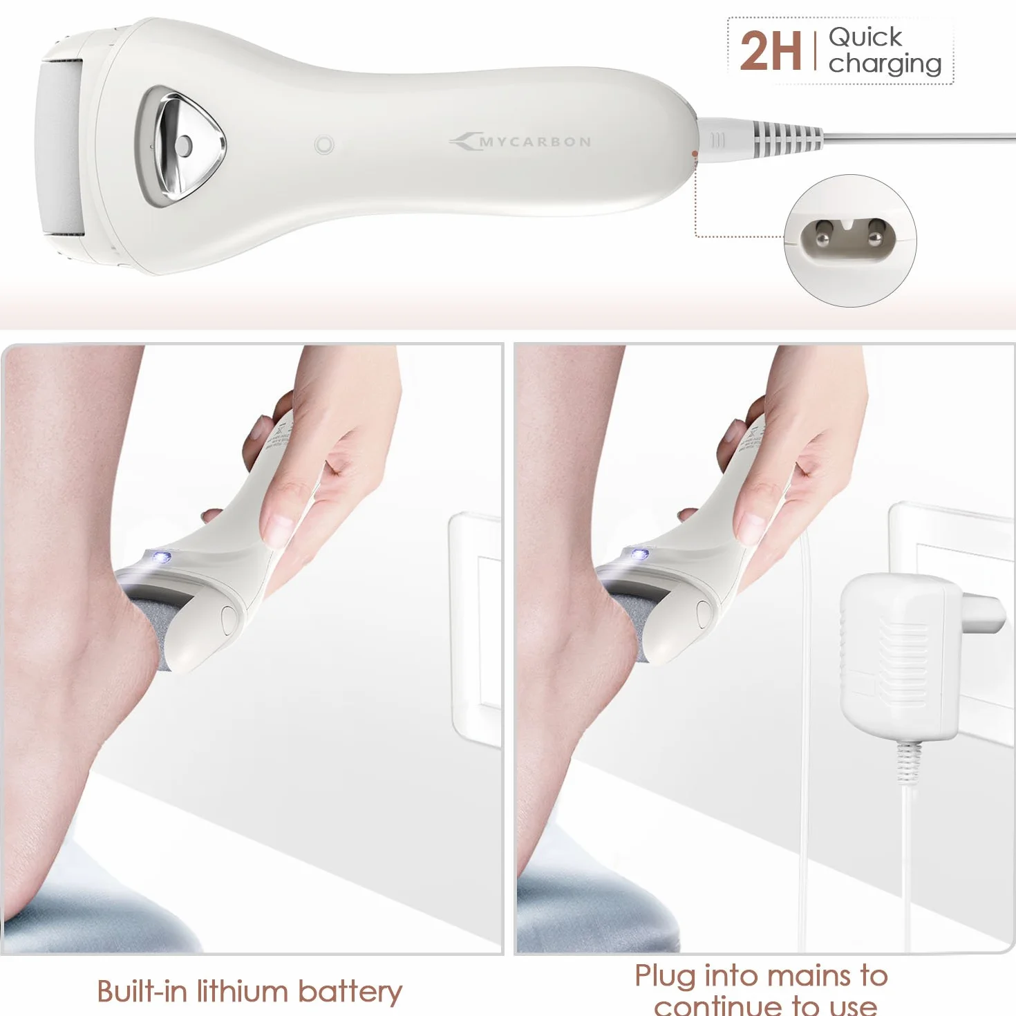 MYCARBON Pedicure Elettrico Professionale Ricaricabile con 6 Rulli Ricambio