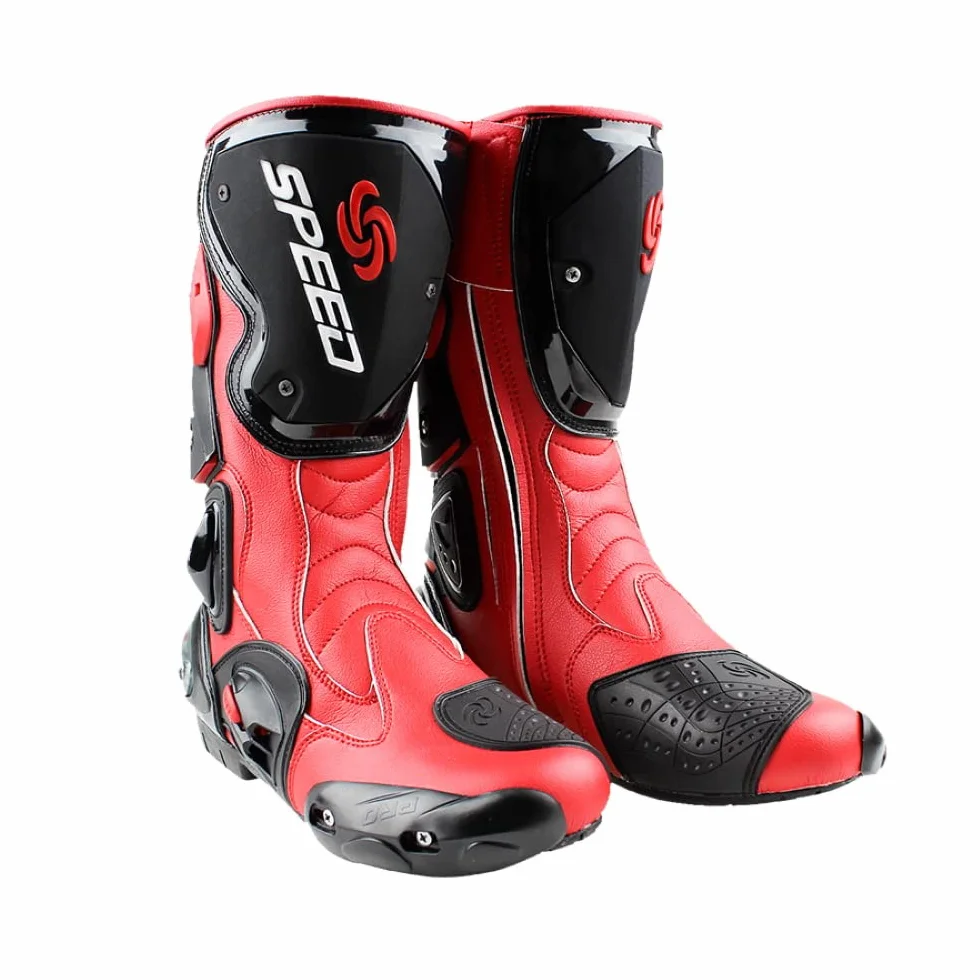 Msport Stivali da Moto Pista Racing Motocross per Uomo e Donna – Protezioni Rinforzate, Antiscivolo, Resistenti agli Urti, Chiusura Rapida – Ideali per Pista e Strada