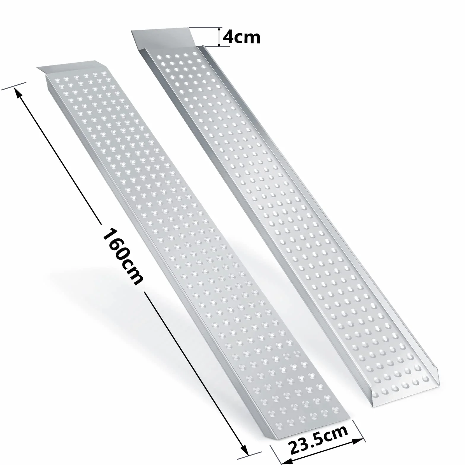 Sonnewelt Rampa di Carico x2 400 kg per Rimorchio, Moto e Auto - Guida Antiscivolo Zincata, 2 Pezzi, 160 cm