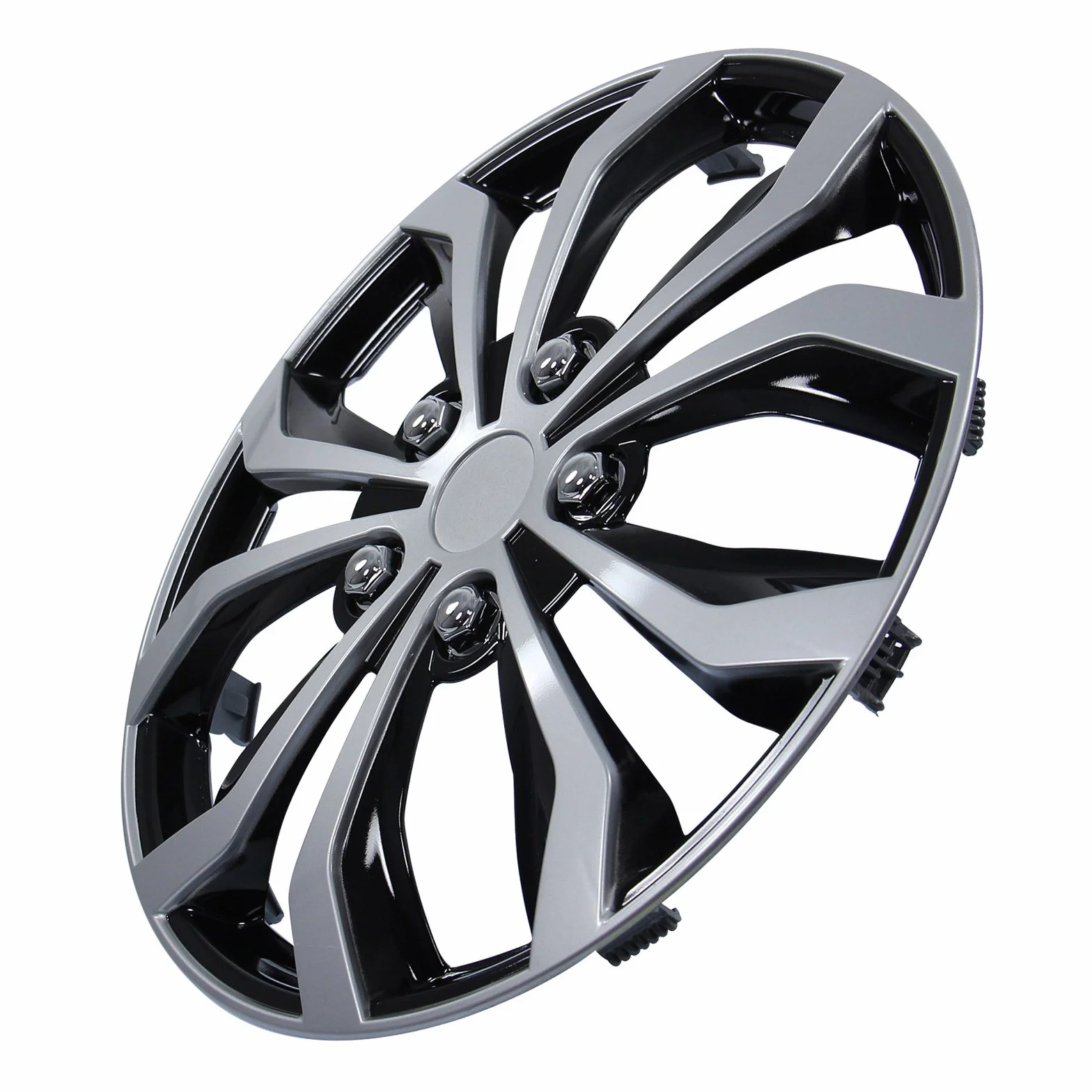 Cartrend 75568 Daytona Coprimozzi 15" (38.1 cm) Set 4 Czarny Srebrny