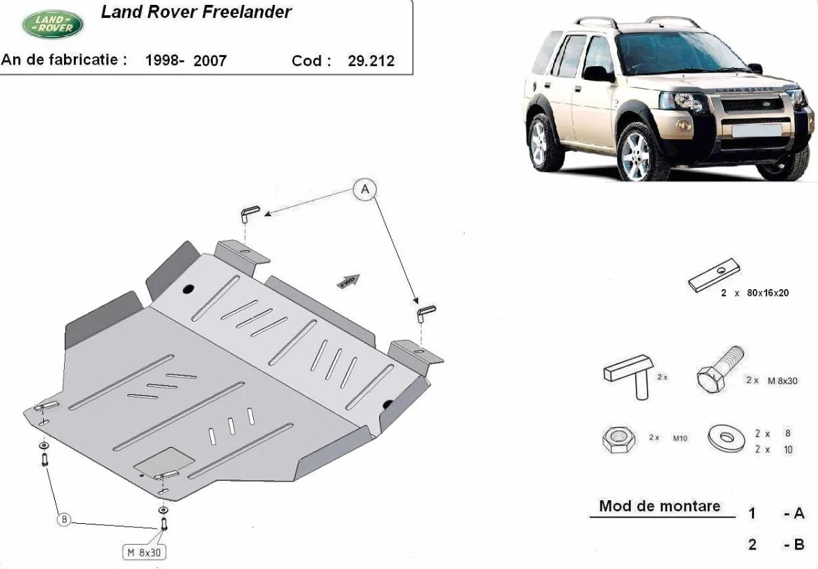 Protezione sottomotore in metallo compatibile con Land Rover Freelander 1 - (1998-2007)