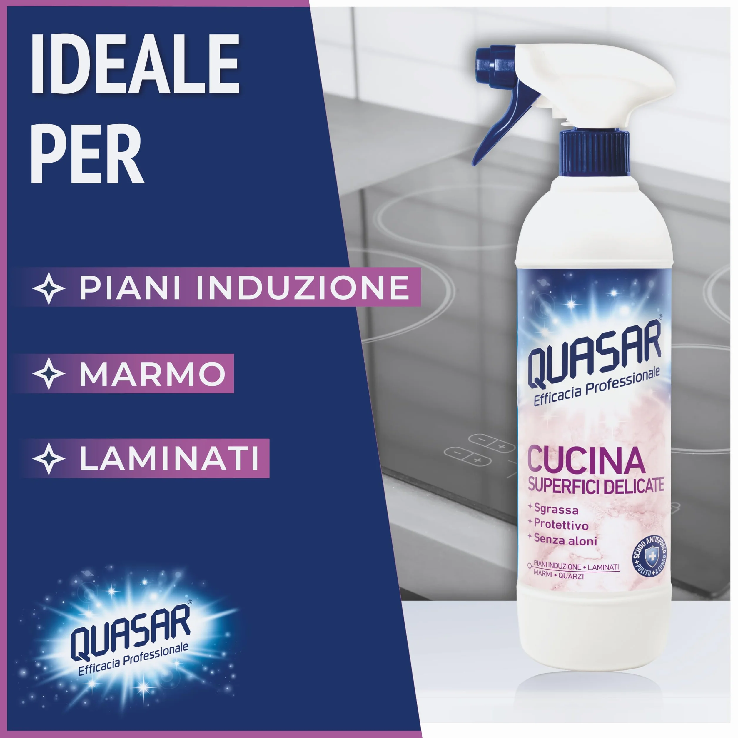Quasar Cucina Superfici Delicate Sgrassa Protettivo 680 ml