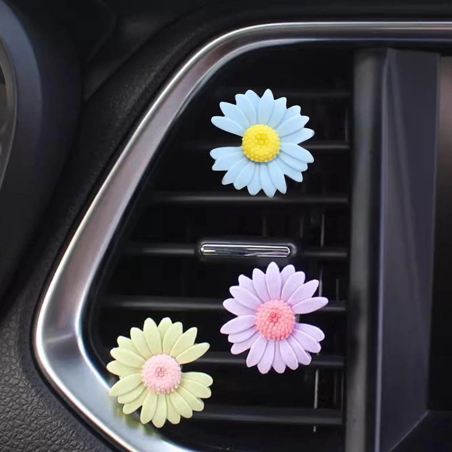 Coprivolante Ricamato Floreale Da 1 Pezzo E Clip Decorative Per Presa D'Aria Da 3 Pezzi, Protezione Del Volante, Decorazione Del Volante