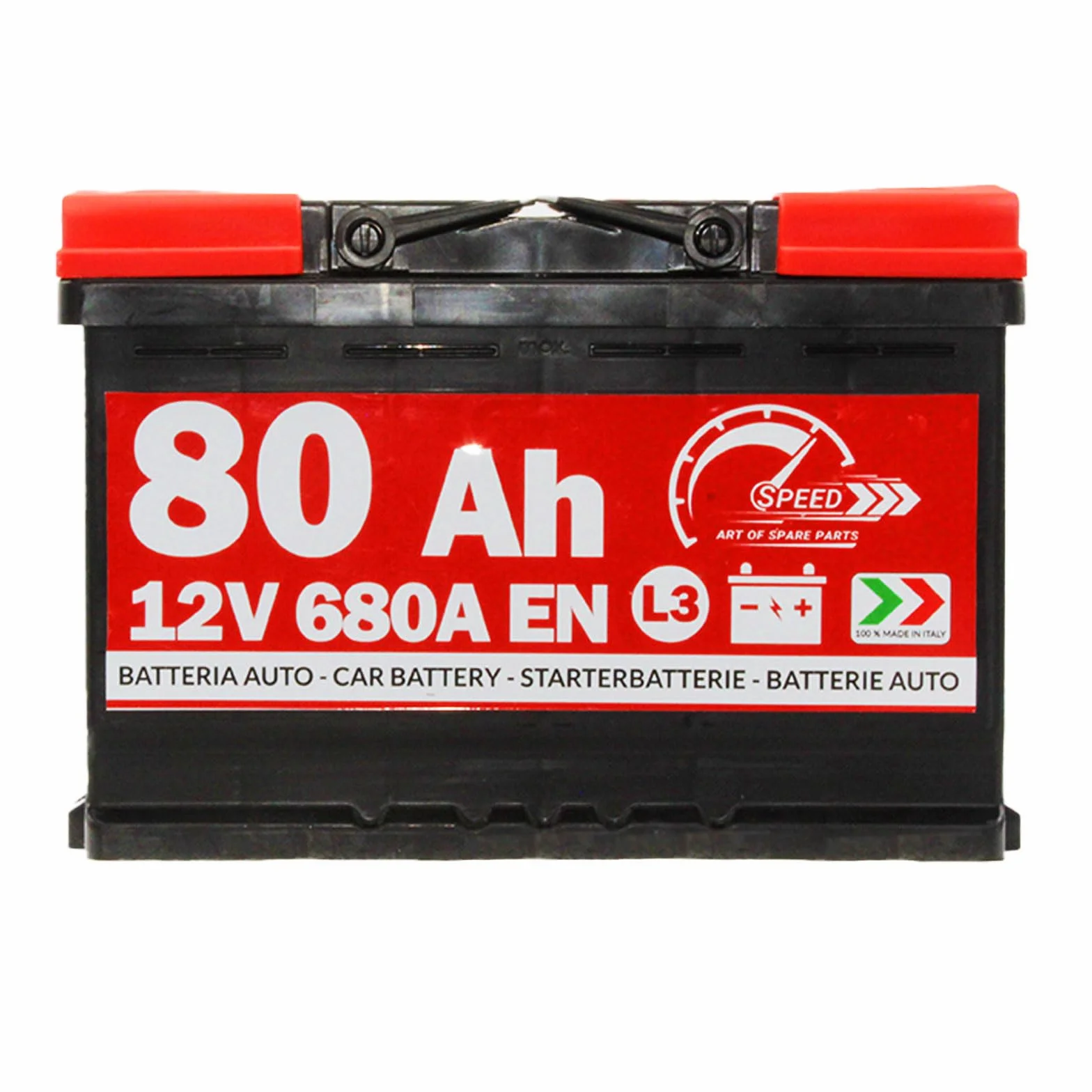 BATTERIA AVVIAMENTO AUTO ORIGINALE SPEED L3 80AH 12V 680A POLO POSITIVO A DESTRA (278x190x175)