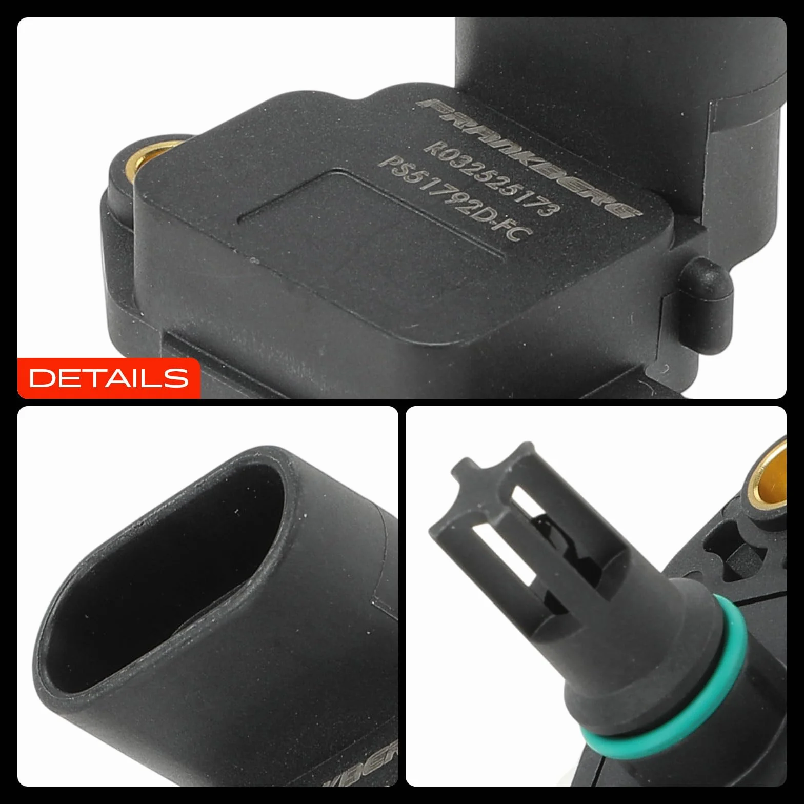 Frankberg Sensore pressione differenziale Pressione gas di scarico Compatibile con Punto Furgone/Compatto 188 Seicento/600 187 Strada Pick-up 178 278 Doblo Furgone/MPV 223 Doblo MPV 119 223 71728656
