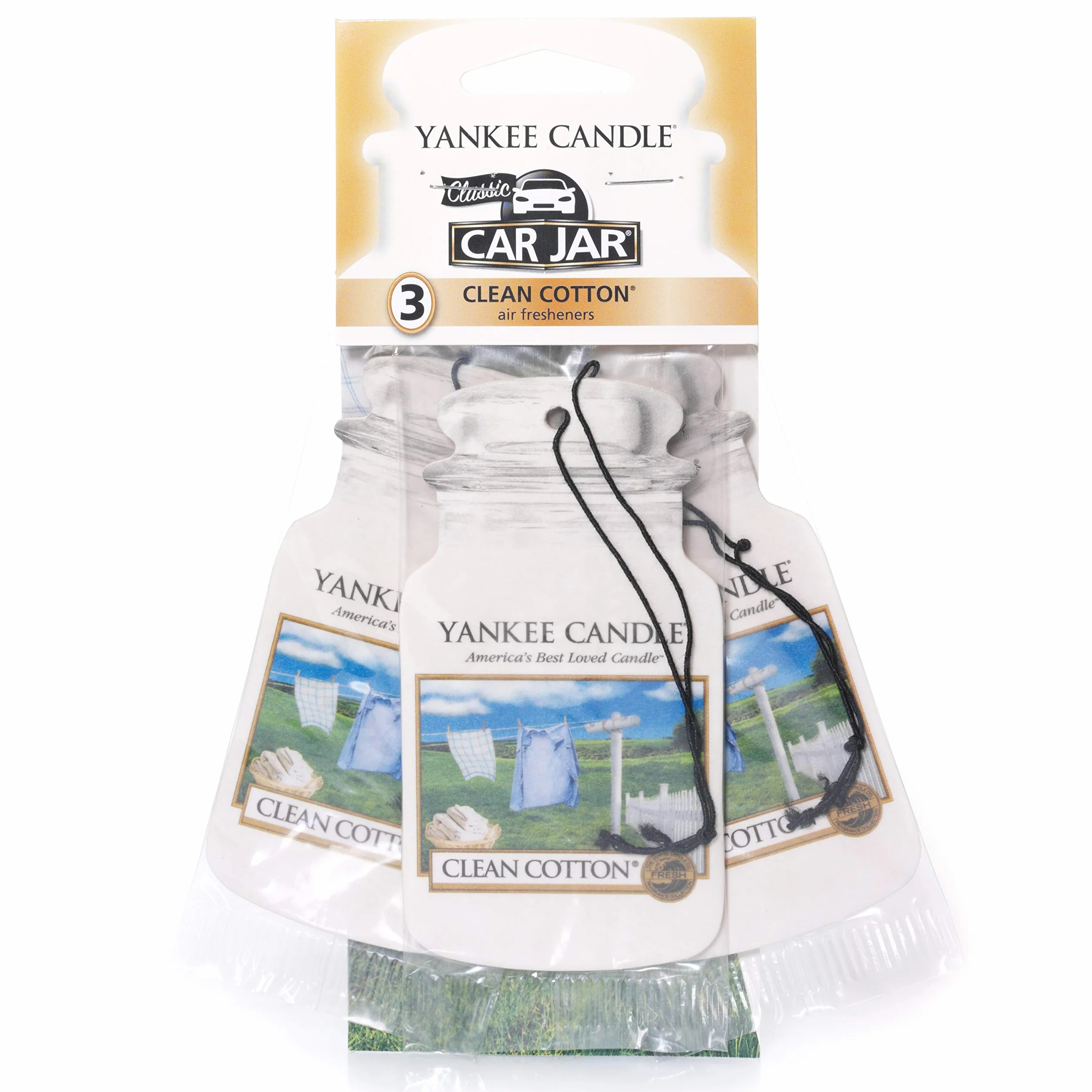 Yankee Candle Car Jar Clean Cotton Profumatore per auto Confezione da 3