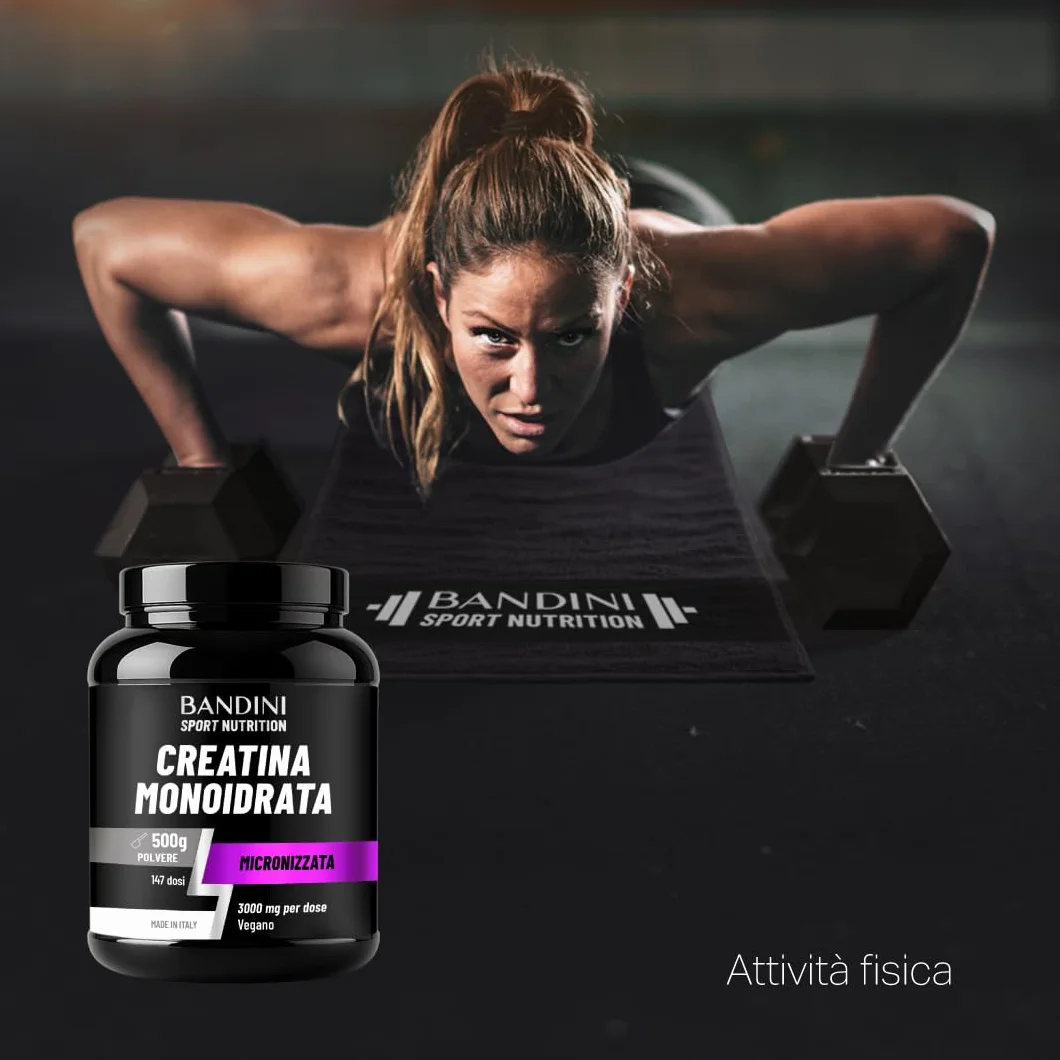 Bandini Creatina Monoidrata in Polvere 500g Pura - Integratore per Allenamento e Pre Workout - Vegan