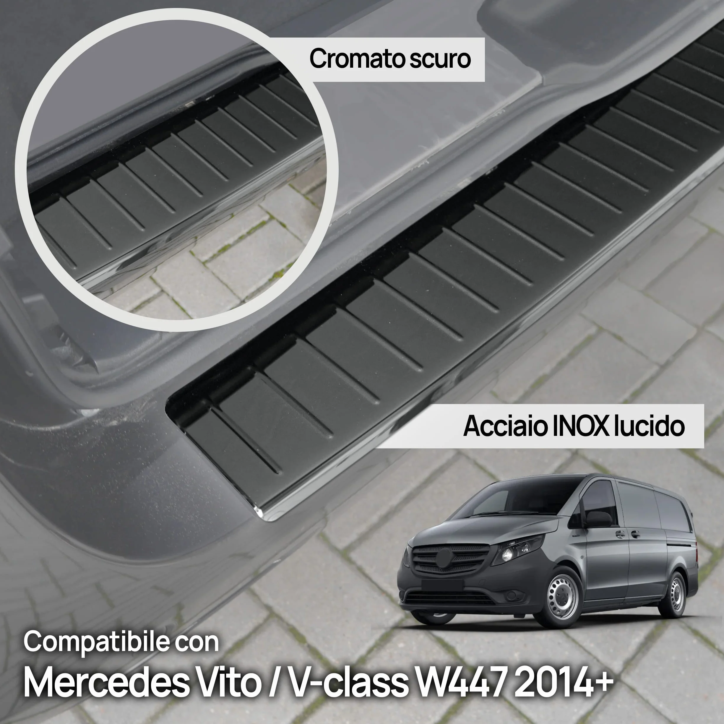 Chromemaster Protezione paraurti Posteriore Acciaio INOX lucido Compatibile Mercedes Vito Classe V W447 2014