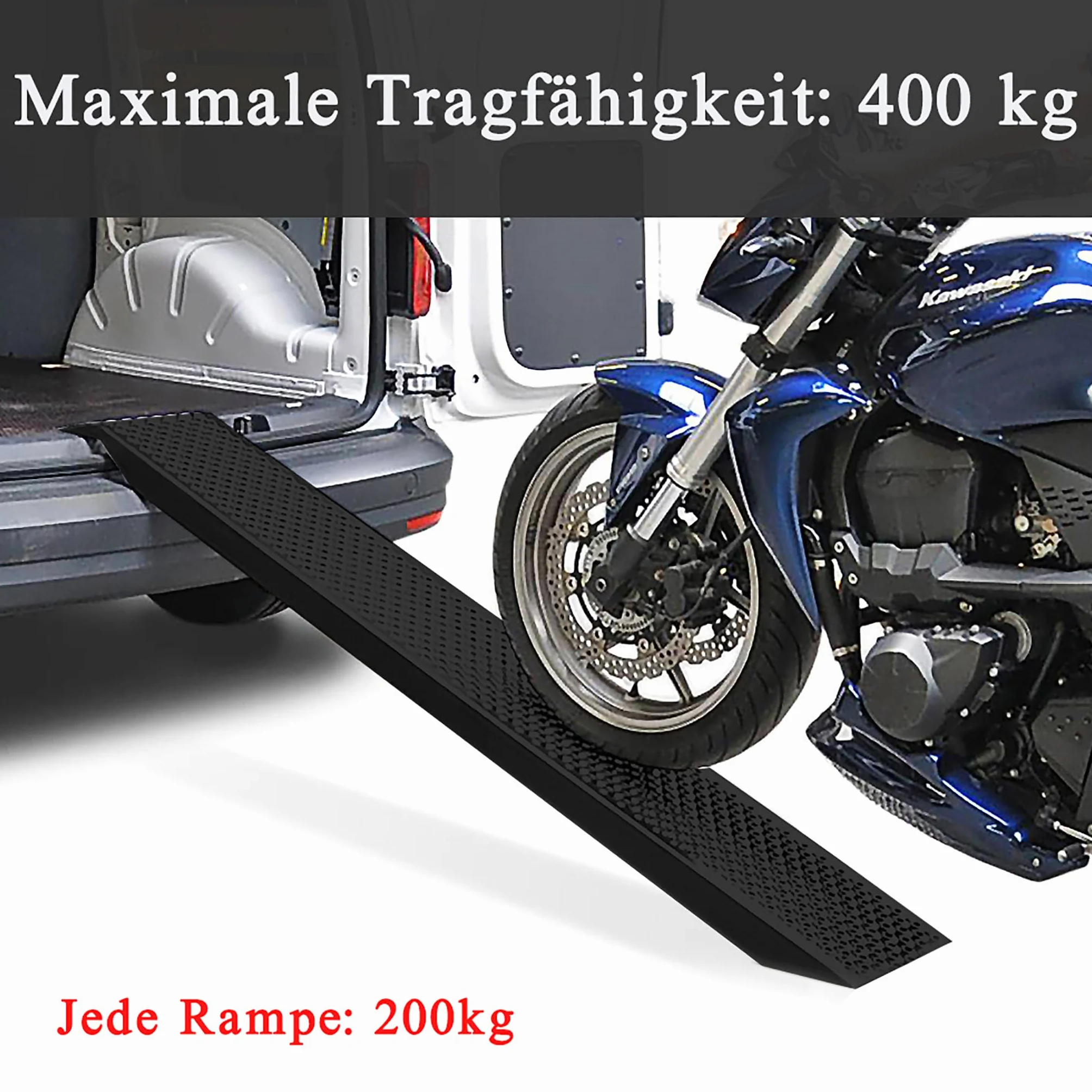 NAIZY 2X Rampa di Carico in Acciaio, 135 cm | Max 400 kg | Zincata | Antiscivolo per Auto Moto Quad PKW, Nero