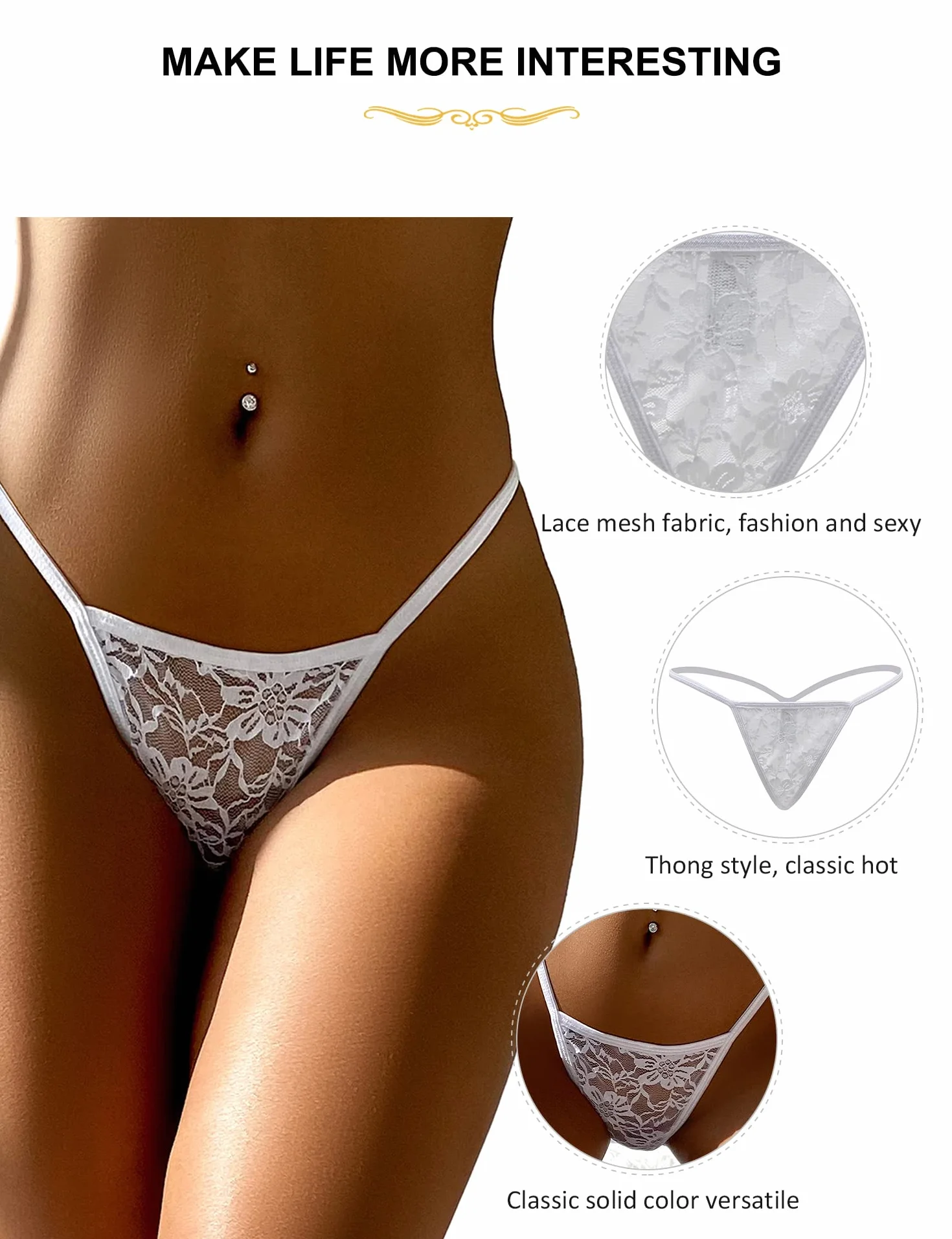 Perizoma Donna Sexy Hot Pizzo Taglie Forti Intimo Lingerie Curvy Tanga Slip Brasiliana Elegante Lace Thong Mesh Panties