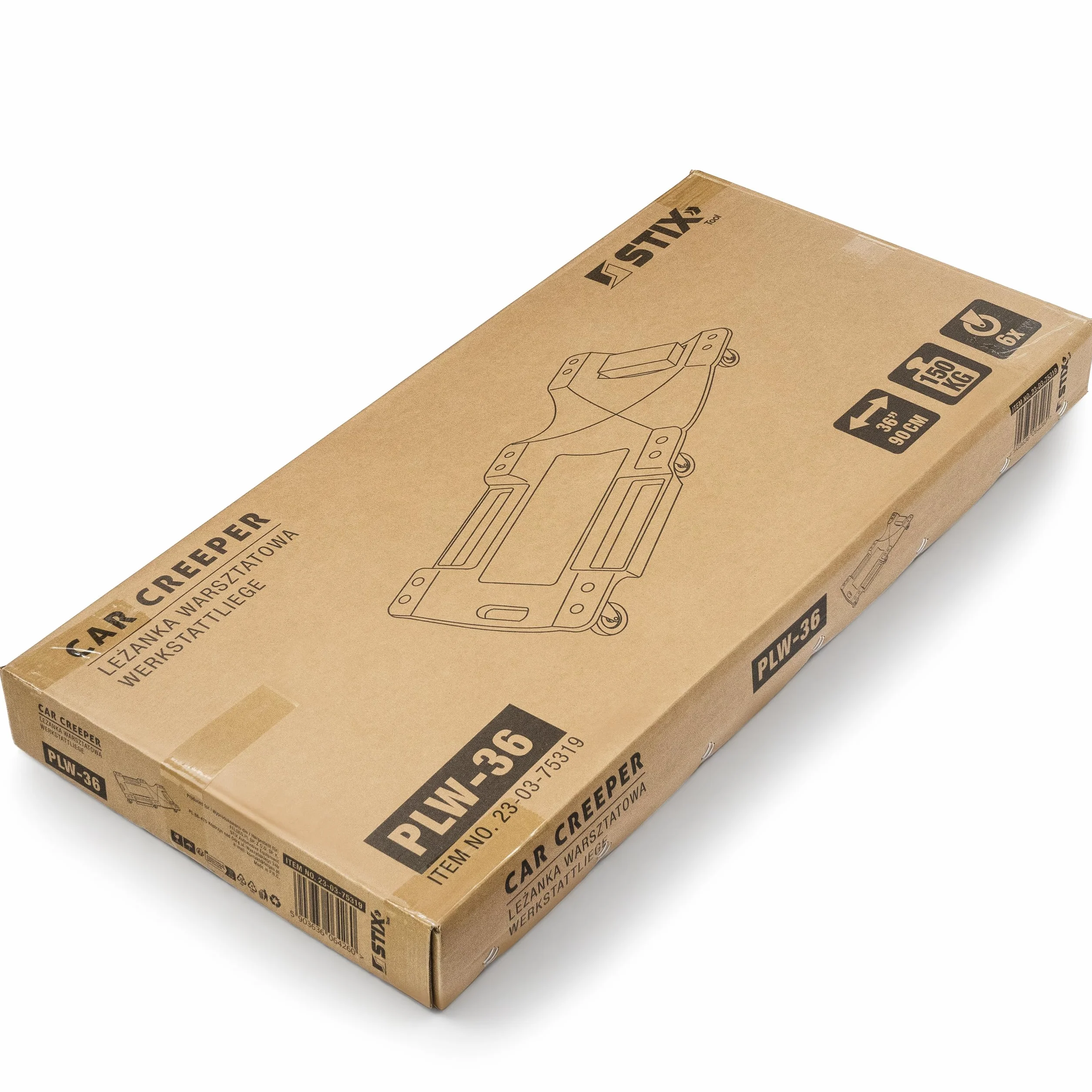 Stix Carrello a rotelle per auto da officina 91 cm 150 kg 6 ruote